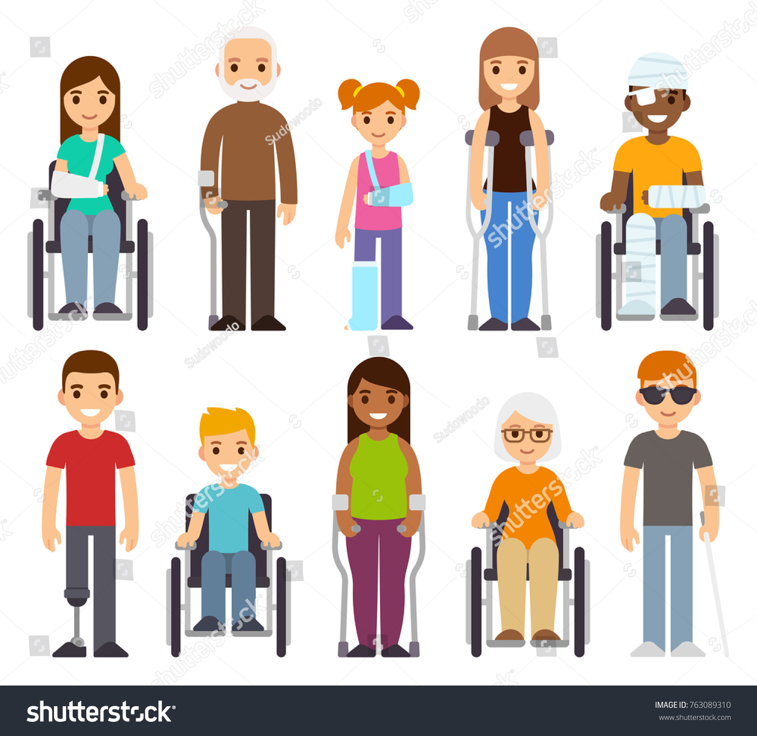 Sick Disabled Characters Set Trauma Injury Stock Illustration 763089310 ...