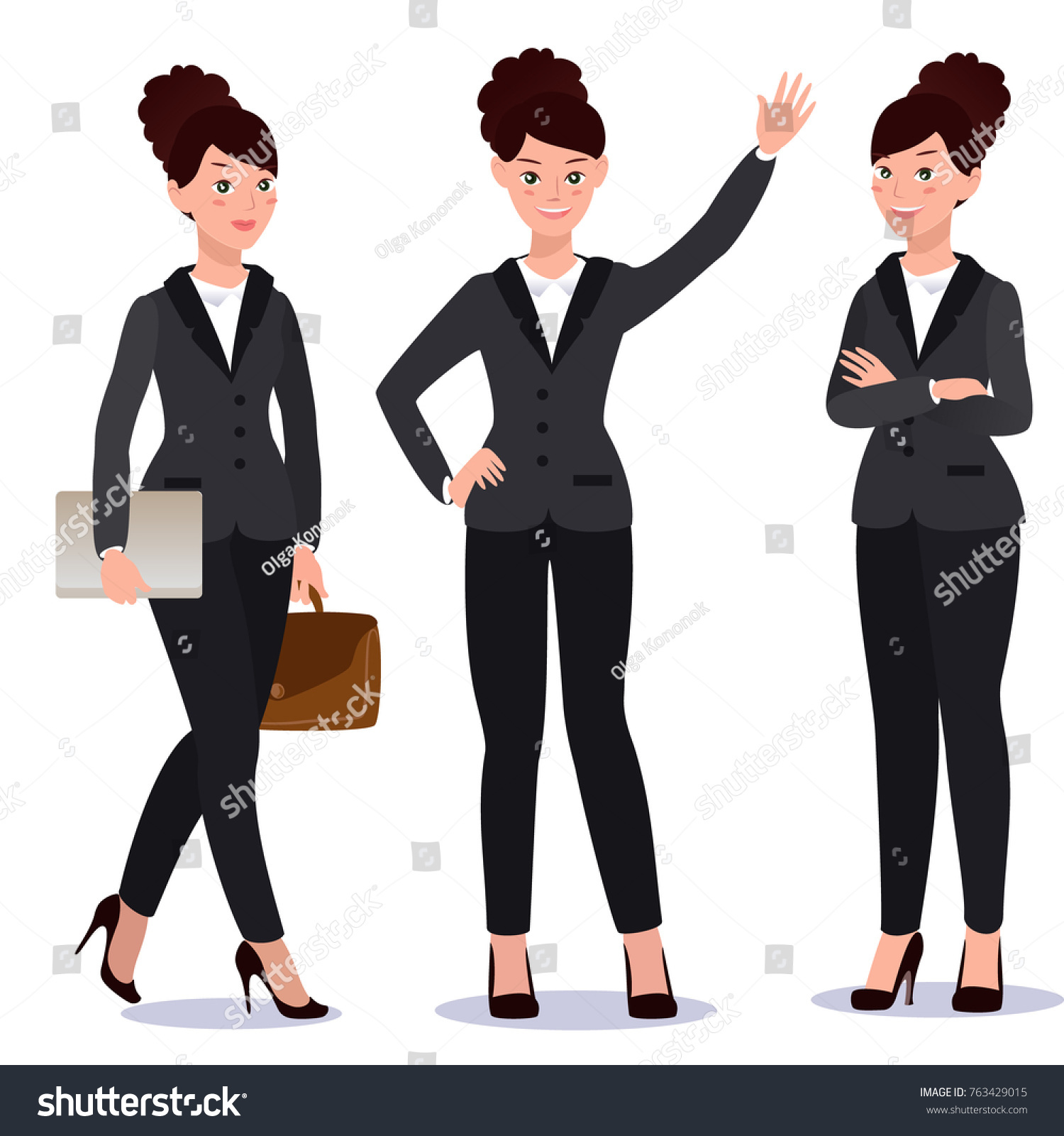 Business Woman Suit Set Emotions Poses Stock Vector (Royalty Free ...