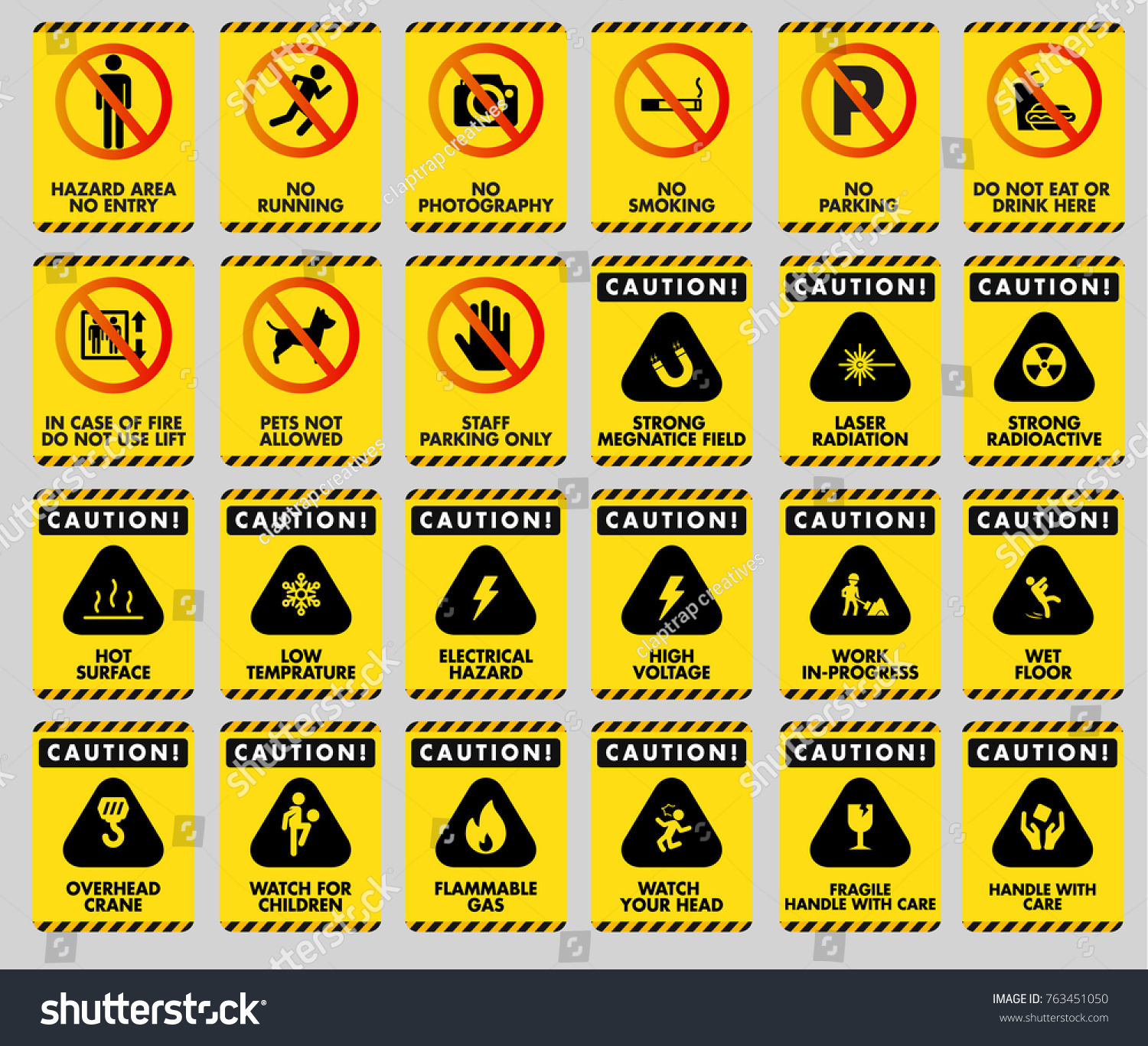 24 Safety Sign Danger Sign Vector Stock Vector (Royalty Free) 763451050 ...