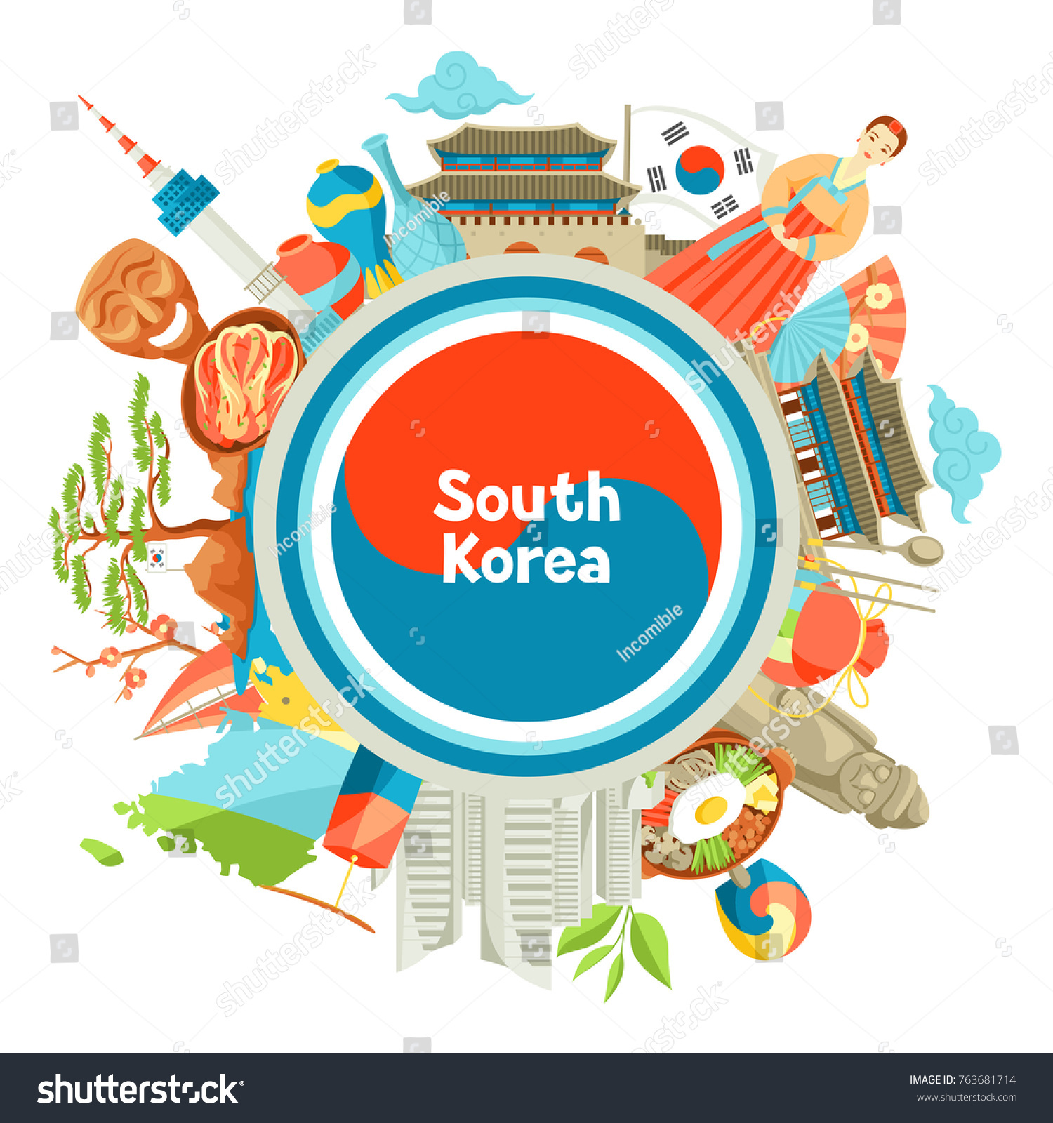 South Korea Background Design Korean Traditional Stock Vector (Royalty ...