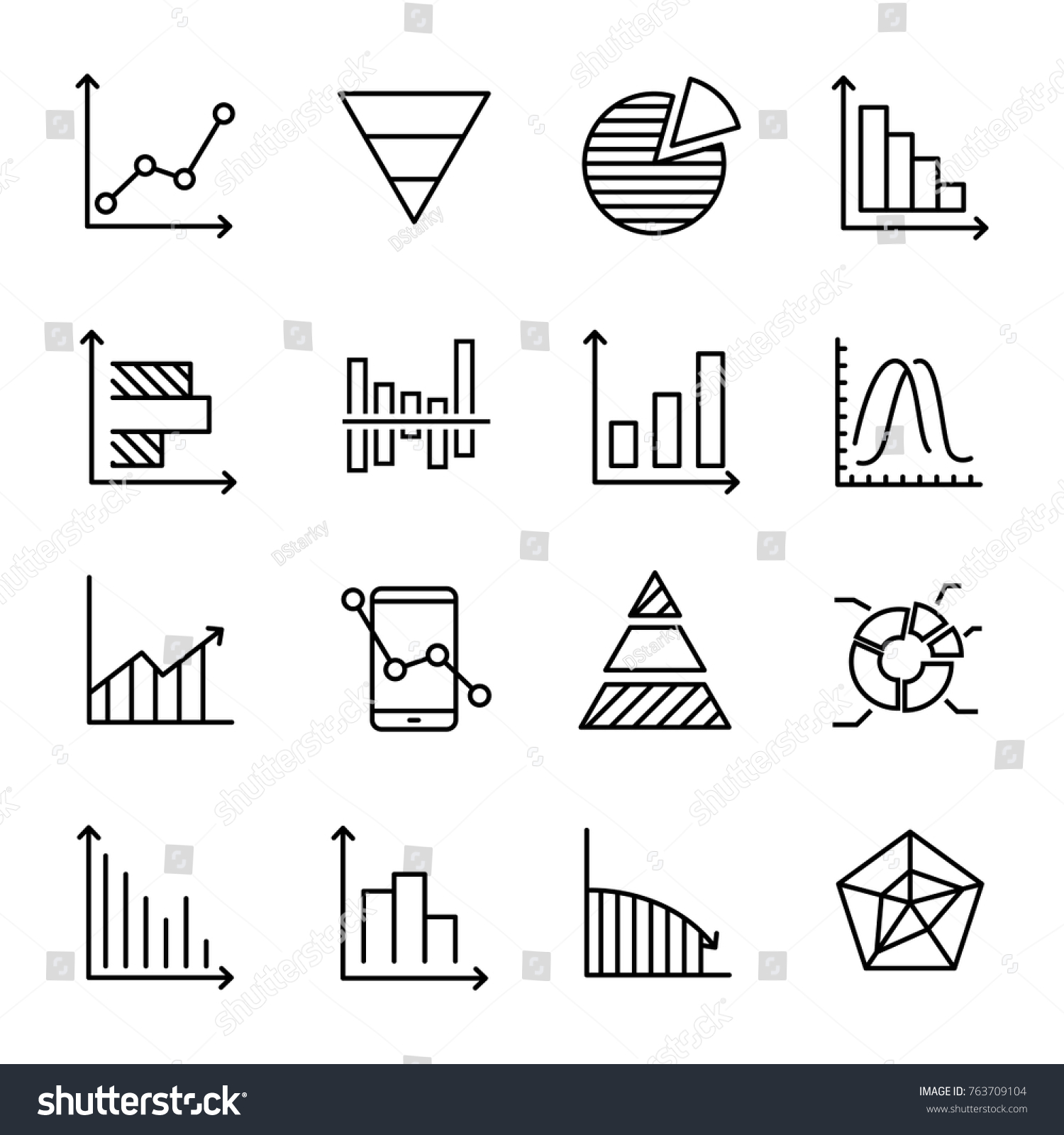 Set Premium Diagram Icons Line Style Stock Vector (Royalty Free ...