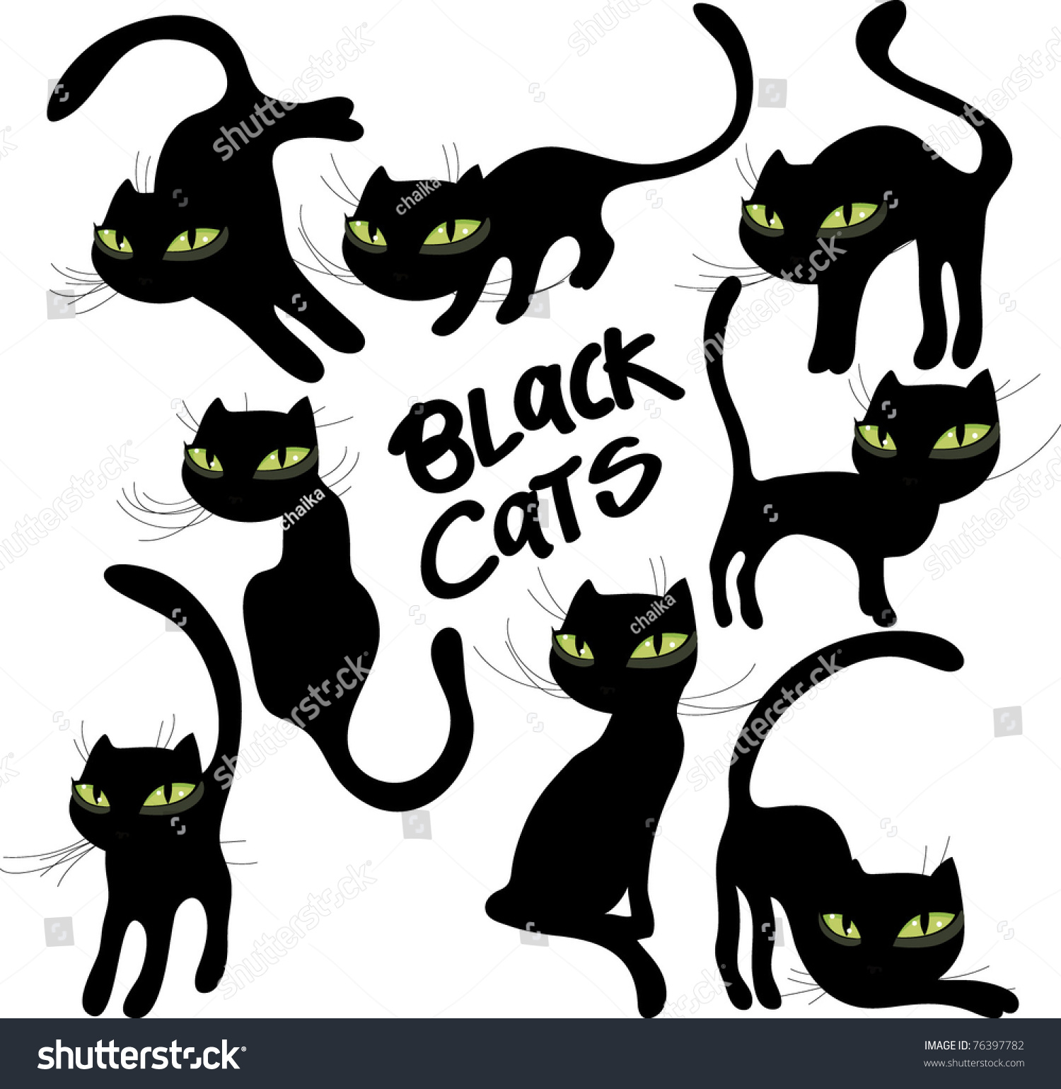 Vector Black Cats Stock Vector (Royalty Free) 76397782 | Shutterstock