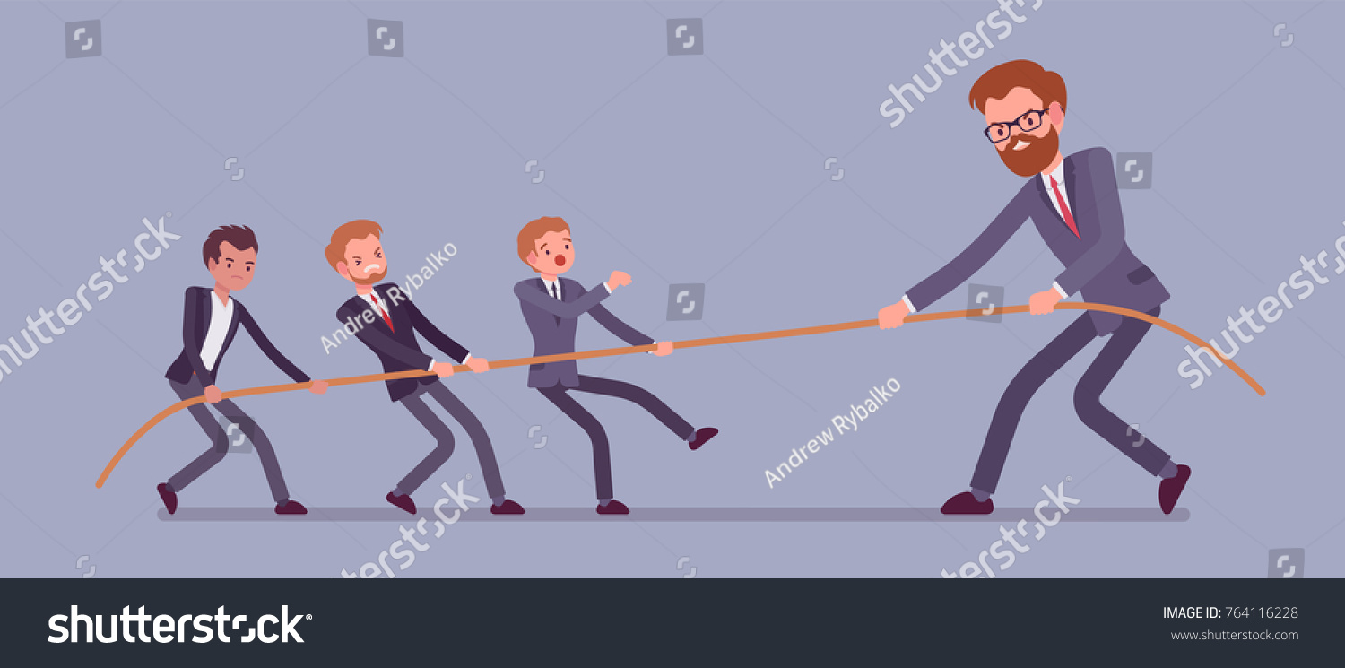 Tug War Men Vs Giant Individuals Stock Vector (Royalty Free) 764116228 ...