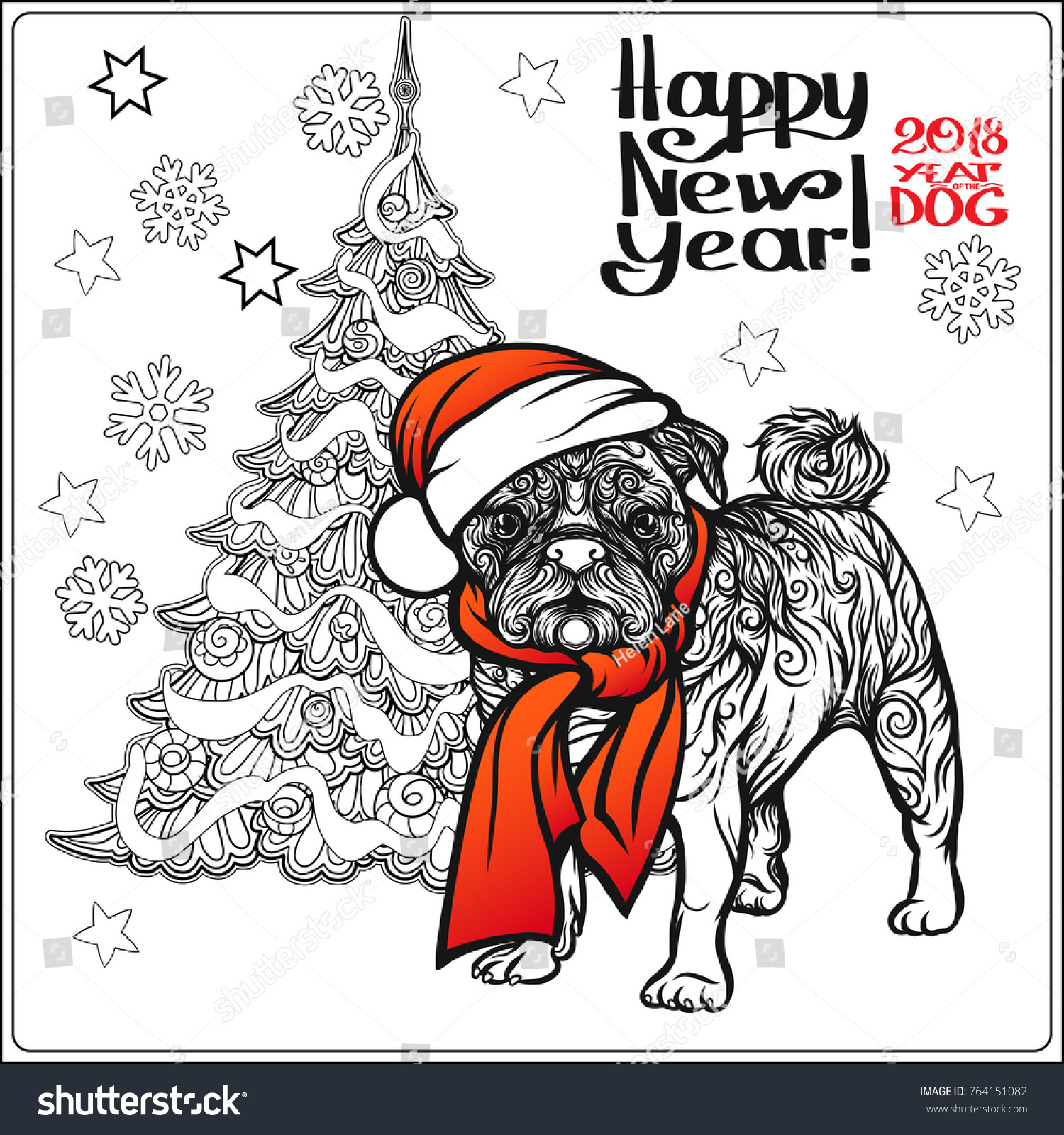 christmas pug coloring pages