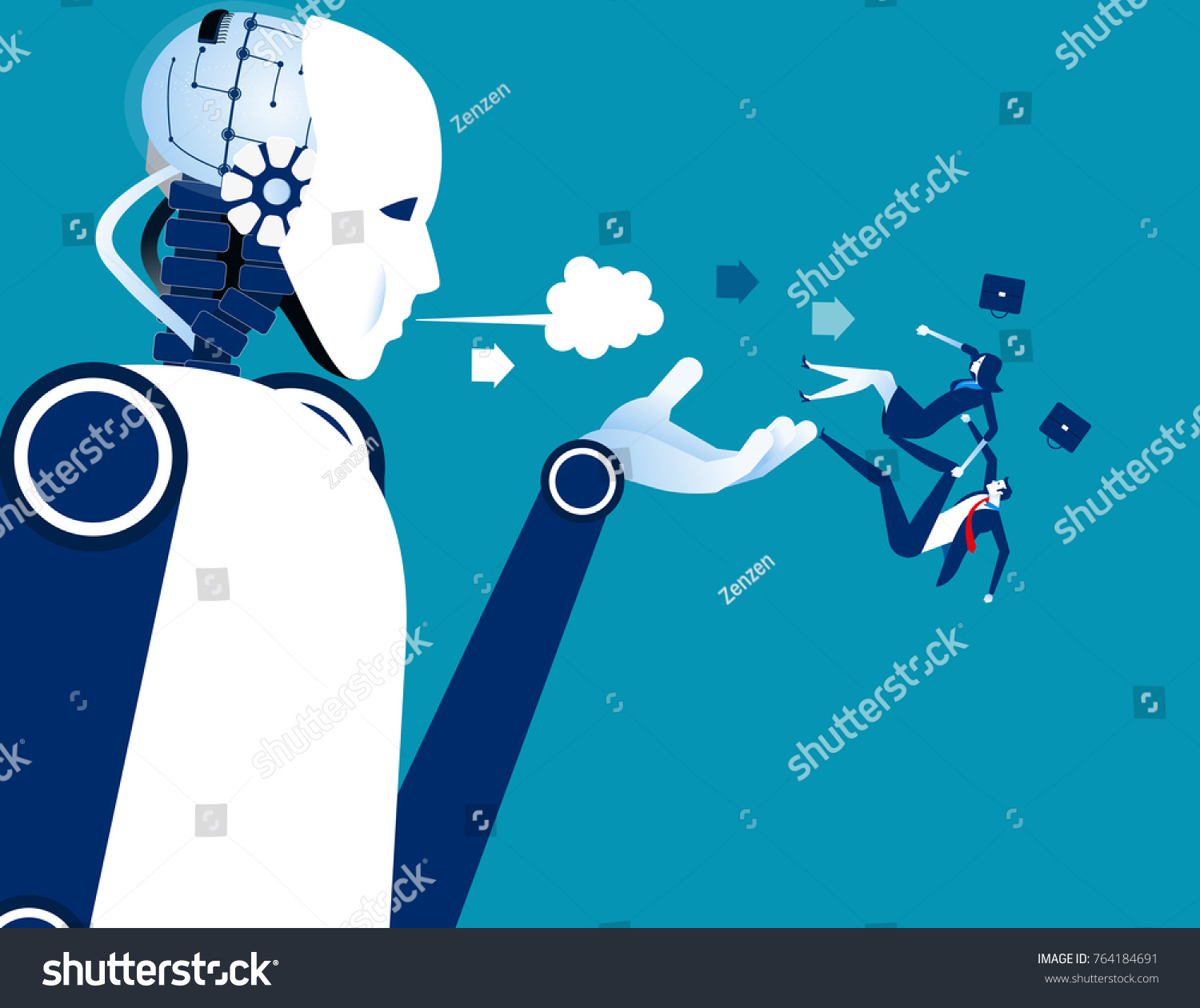 Jobless Robot Instead Humans Concept Business Stock Vector (Royalty ...