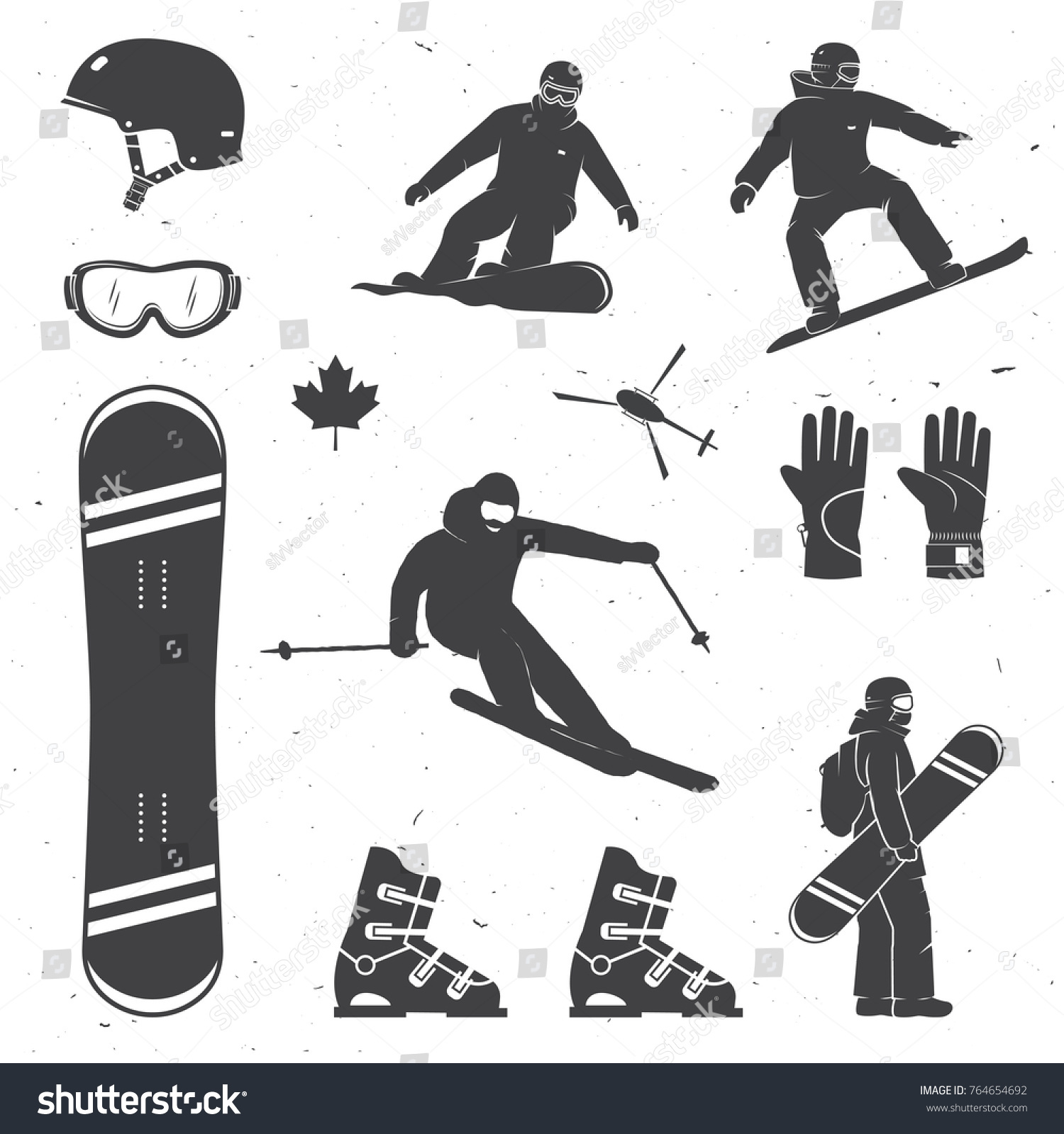 Силуэт лыжника и сноубордиста