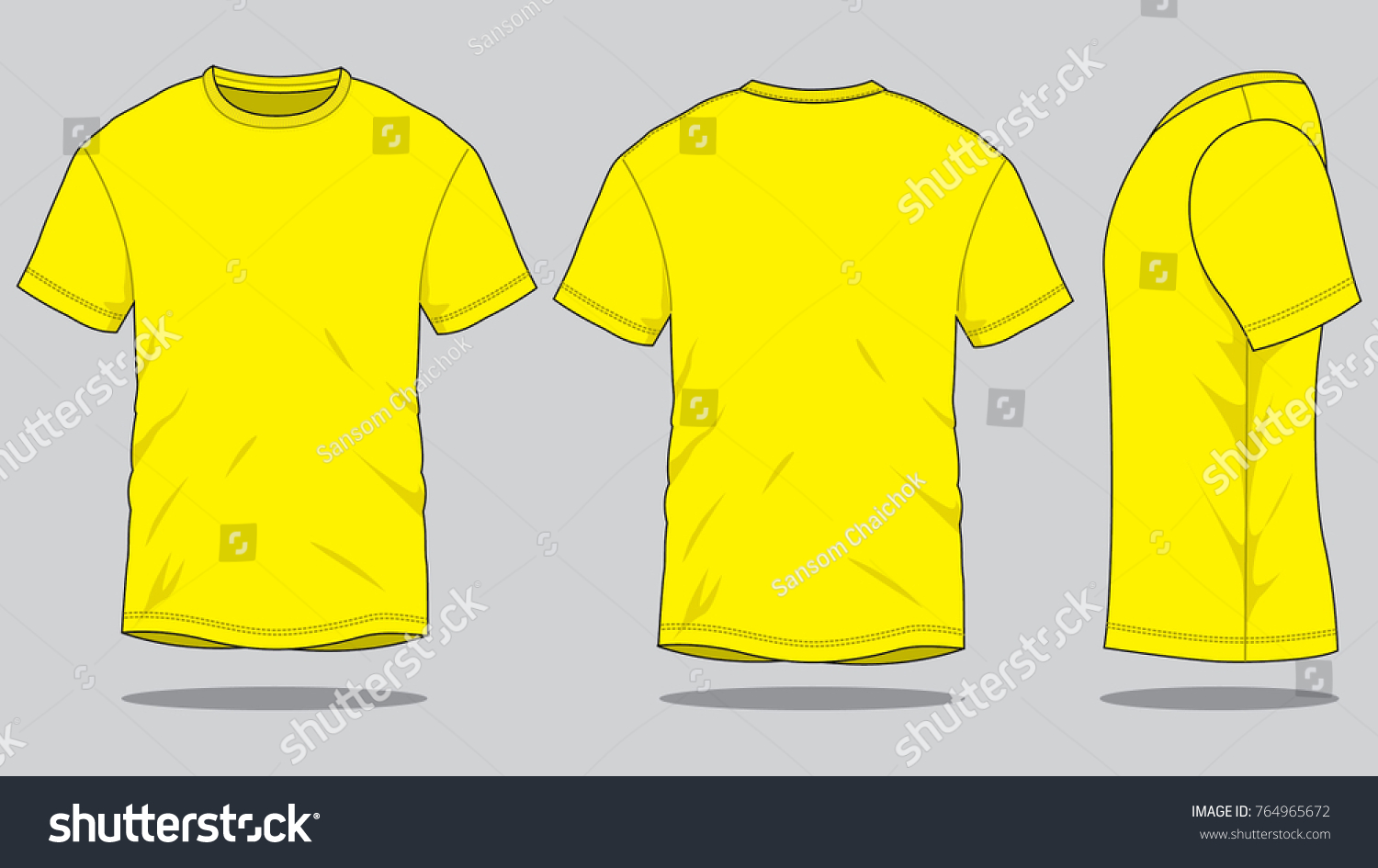 Blank Yellow Tshirt Vector Templatefront Back Stock Vector (Royalty ...