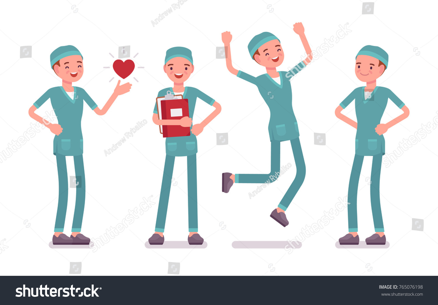 male-nurse-positive-emotions-young-man-stock-vector-royalty-free