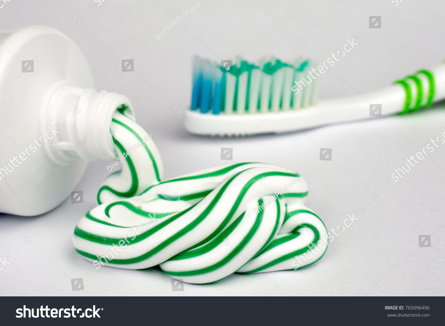 green and white toothpaste