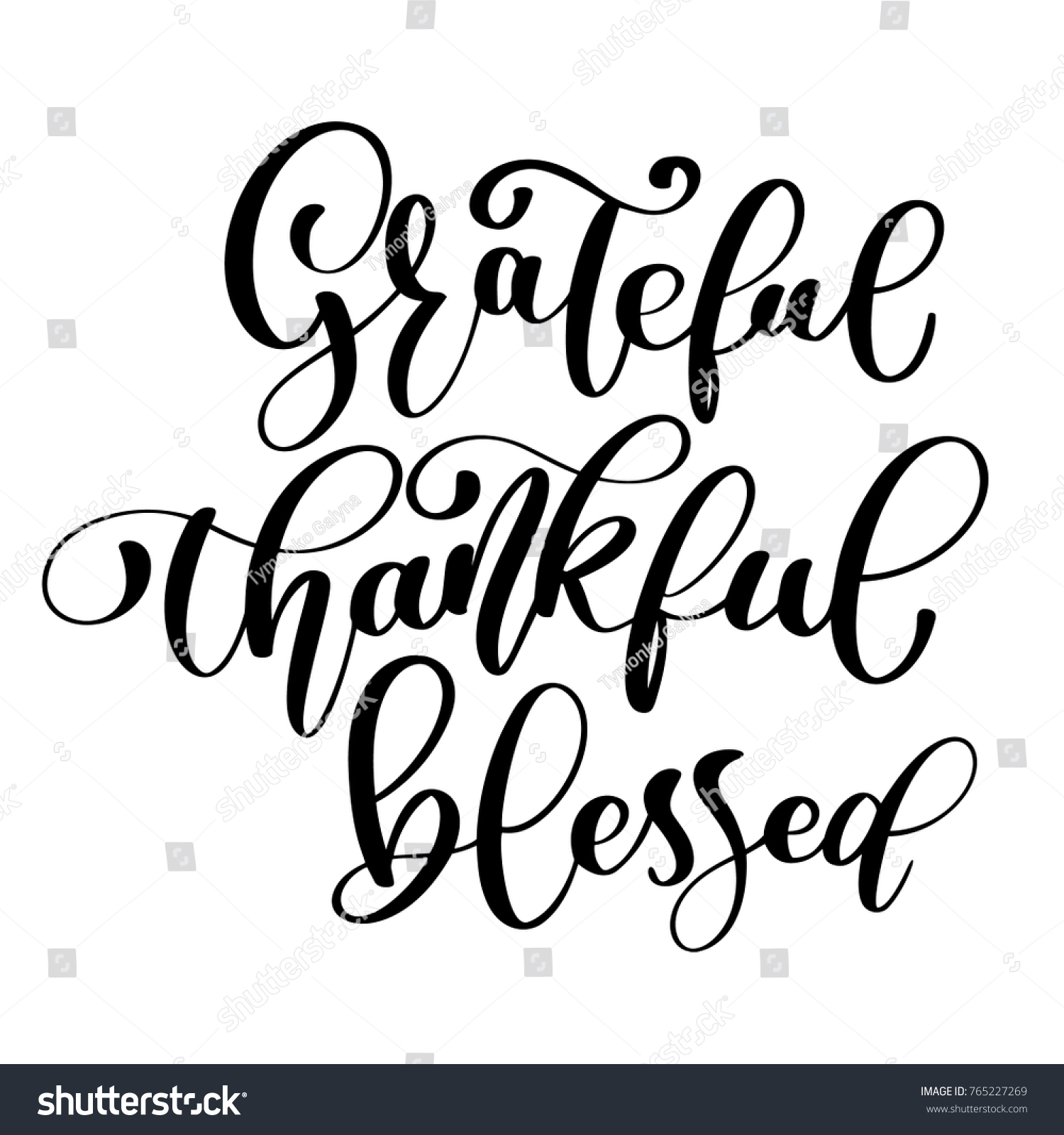 Typographic Vector Quote Thankful Grateful Blessed Stock Vector ...