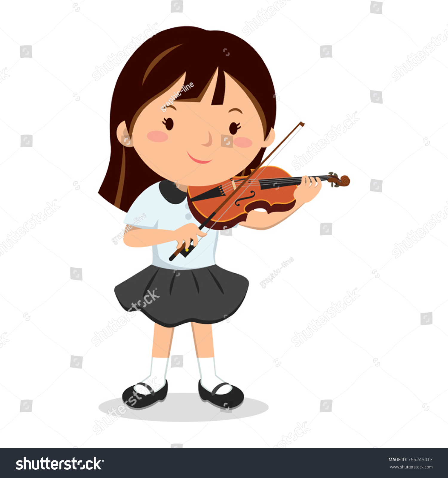 Little Girl Playing Violin Stock Vector (Royalty Free) 765245413 ...