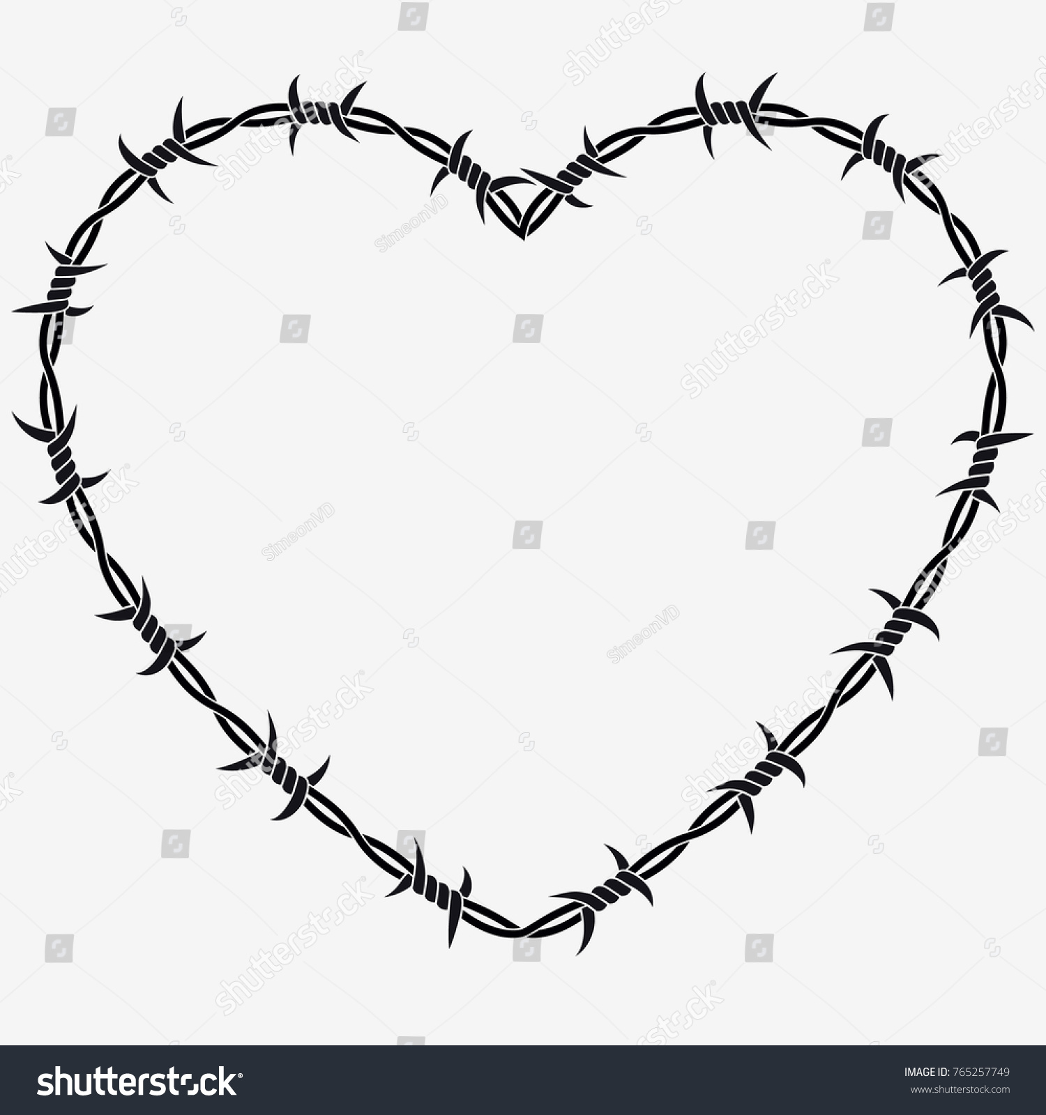 Shape Heart Vector Silhouette Barbed Wire Stock Vector (Royalty Free ...