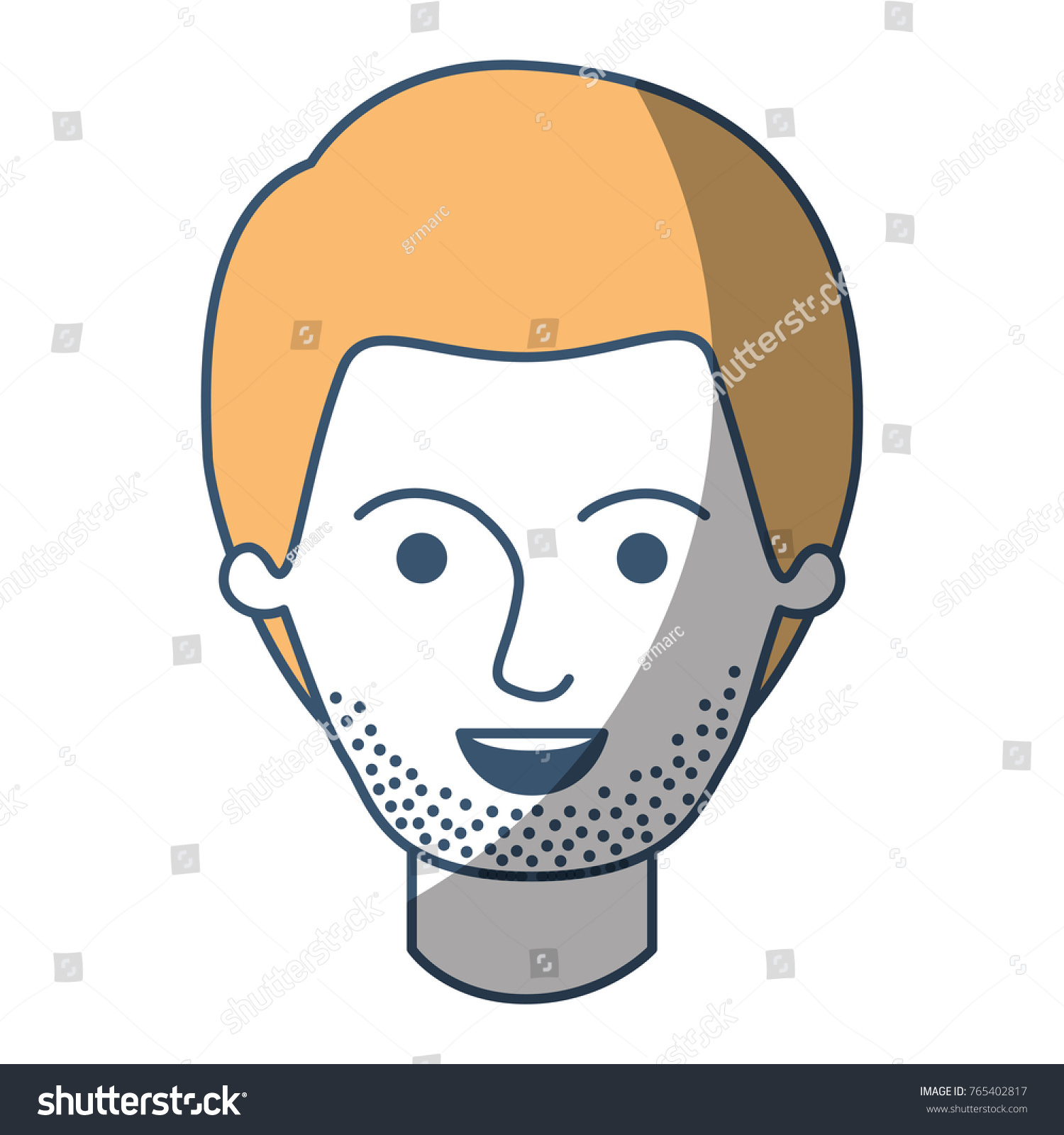 Male Face Short Hair Stubble Beard Stock Vector Royalty Free