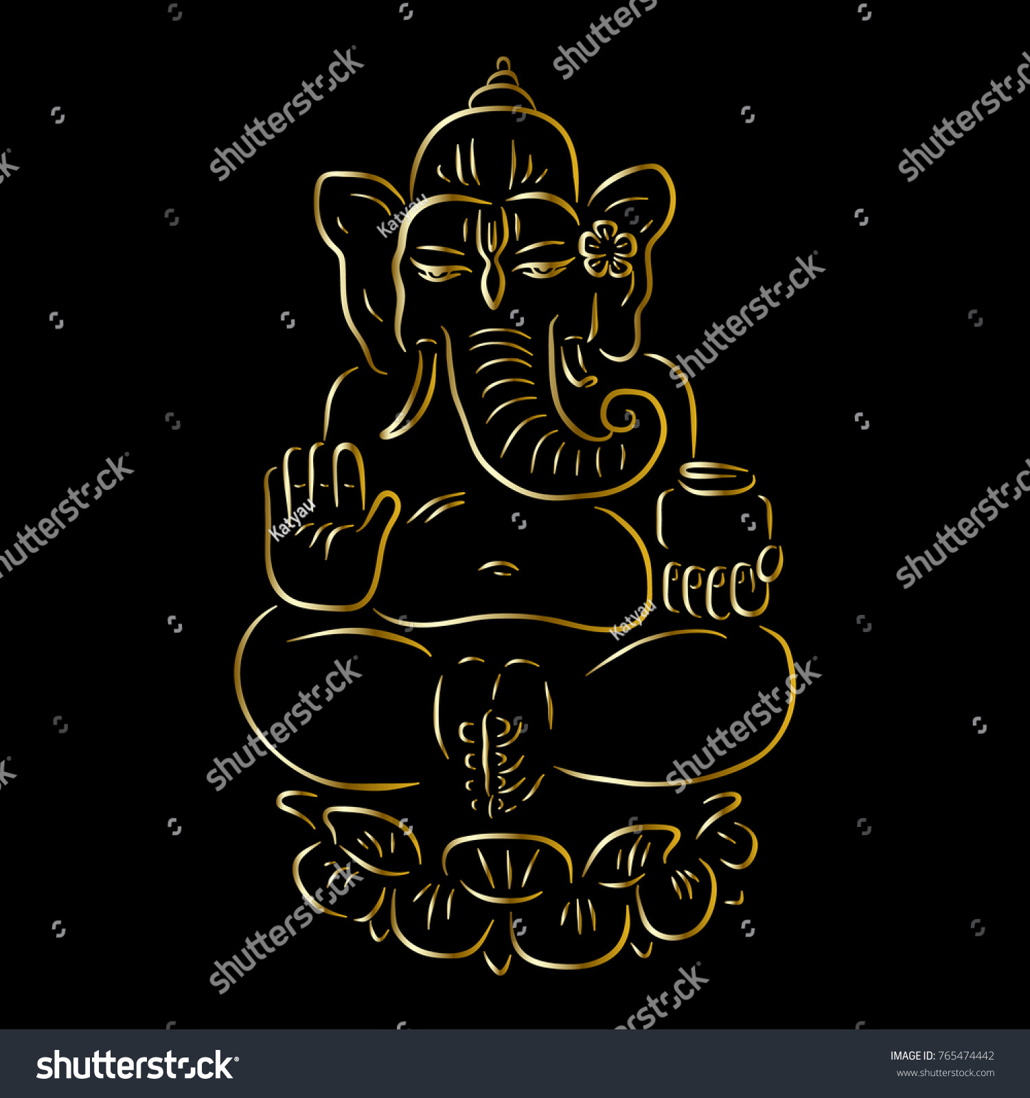 Hindu God Ganesha Golden Ganapati Vector Stock Vector (Royalty Free ...