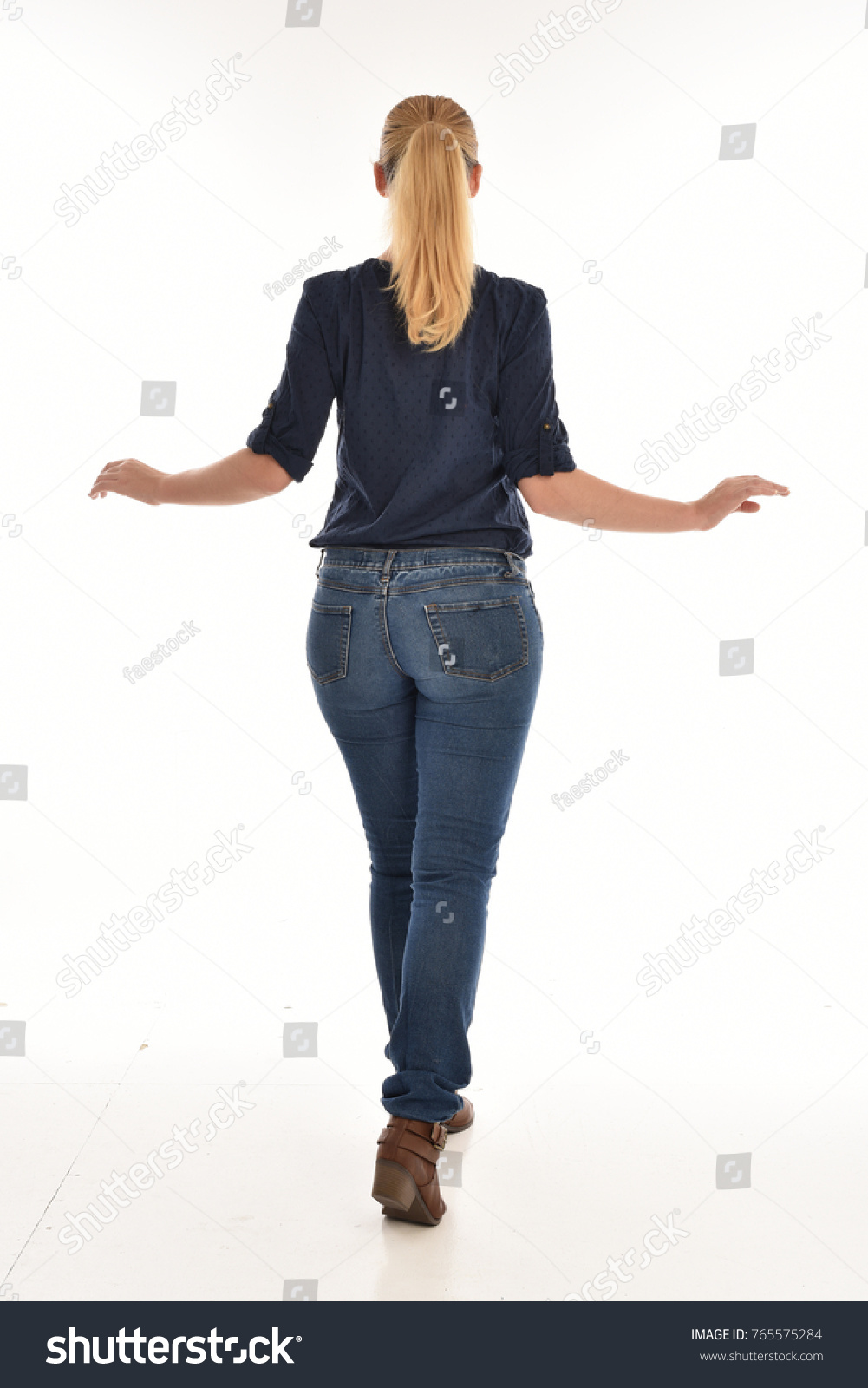 Full Length Portrait Girl Wearing Simple Stock Photo 765575284 ...