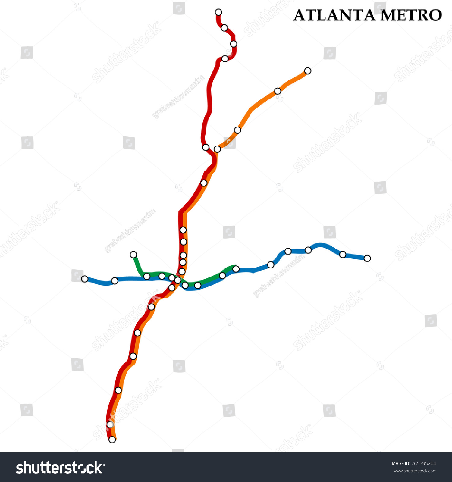 Map Atlanta Metro Subway Template City Stock Vector (Royalty Free ...