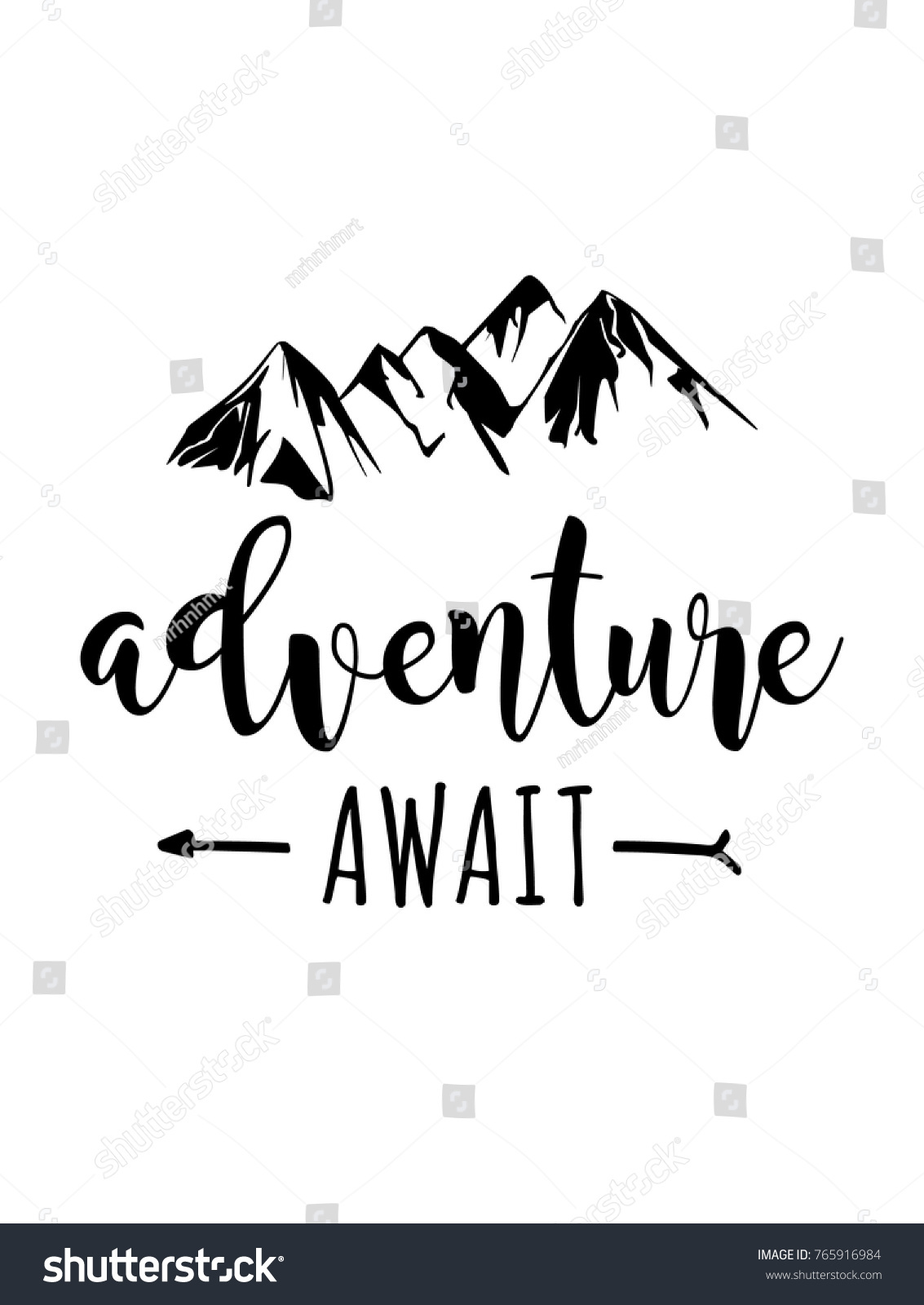 Adventure Await Motivational Quote Typography Lettering Stock Vector ...