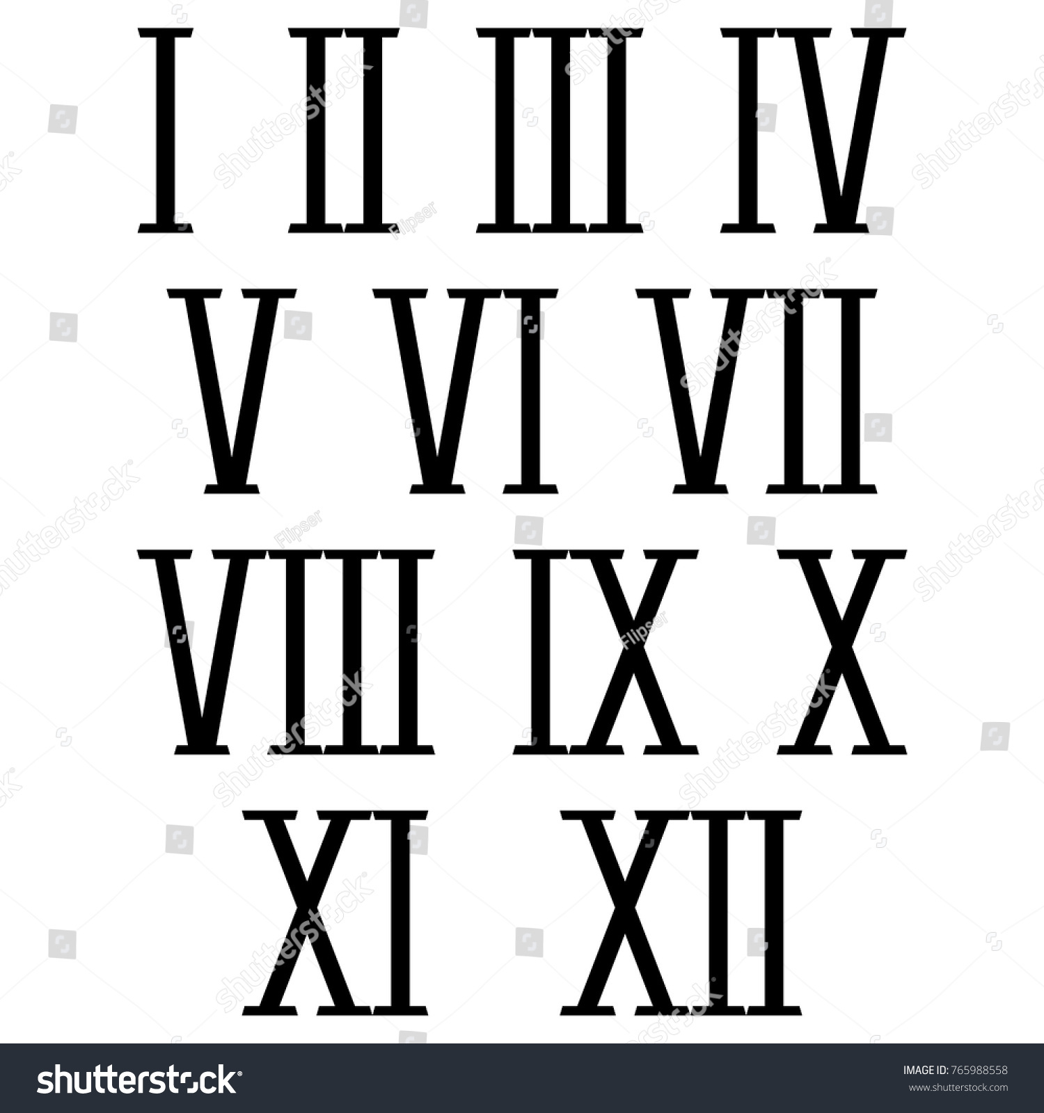 Roman Numerals Black Numbers On White Stock Vector (Royalty Free ...