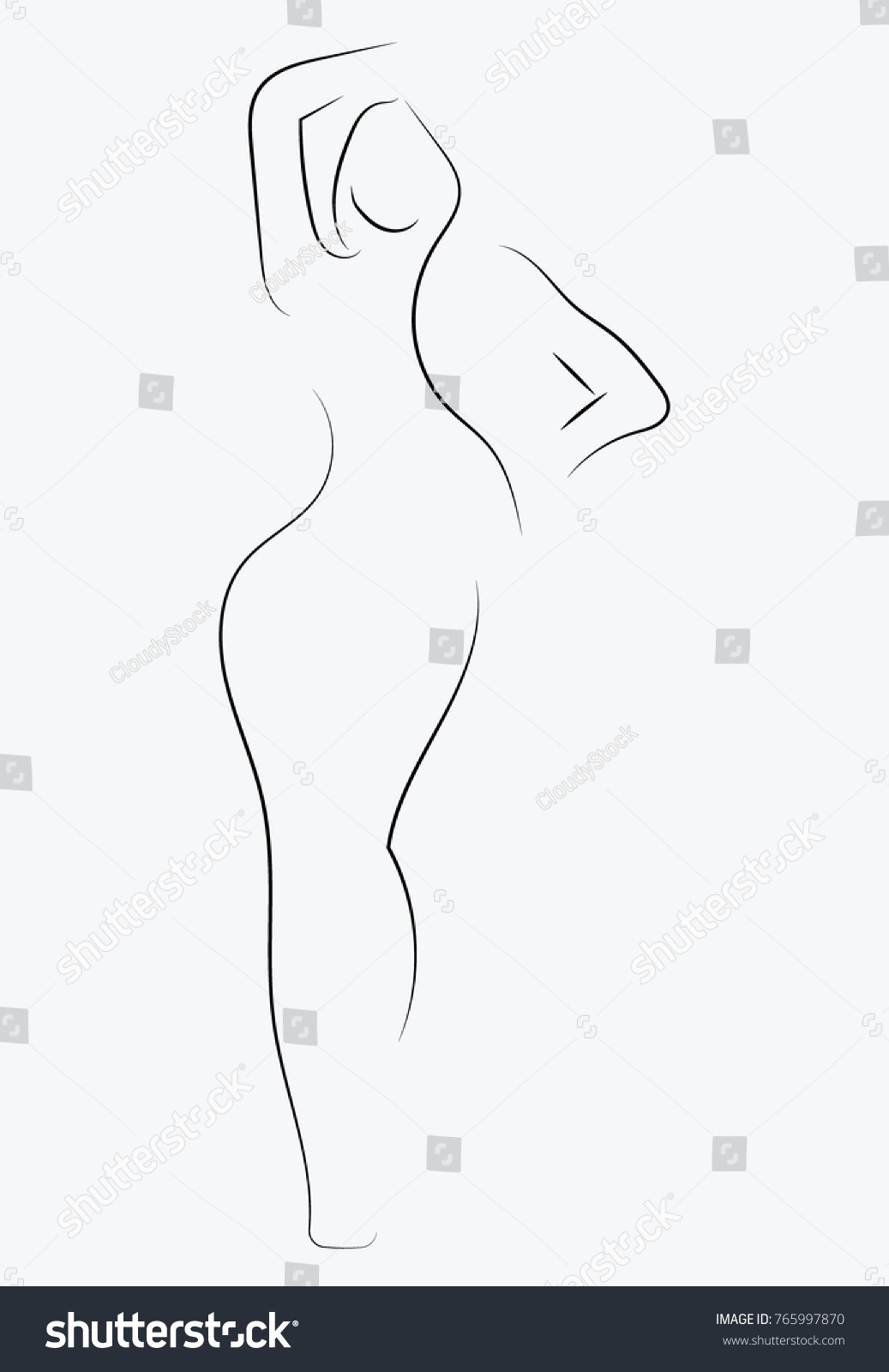 Female Figure Outline Young Girl Stylized Stock Vector (Royalty Free) 76599...