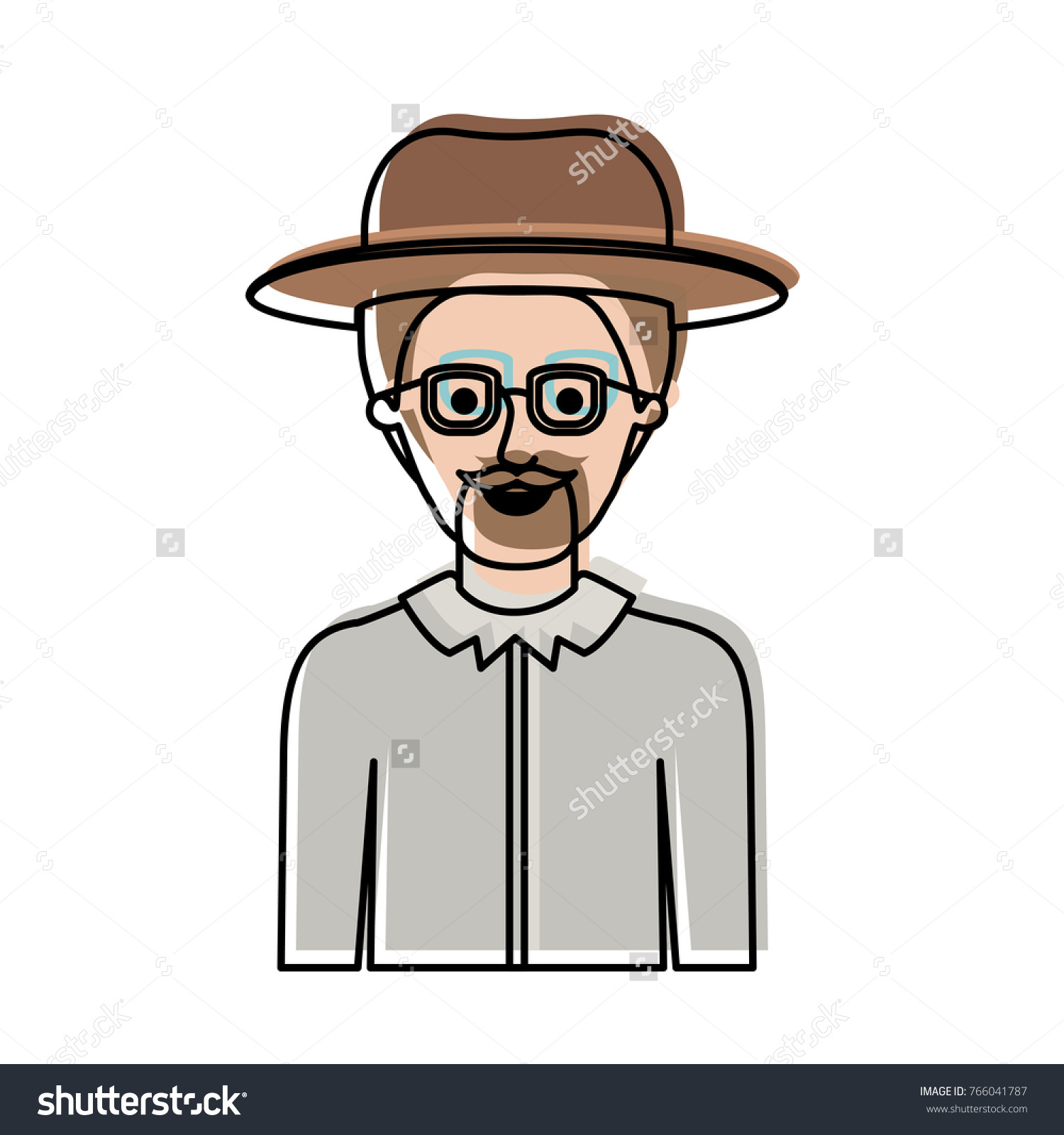 Man Half Body Hat Glasses Shirt Stock Vector (Royalty Free) 766041787 ...