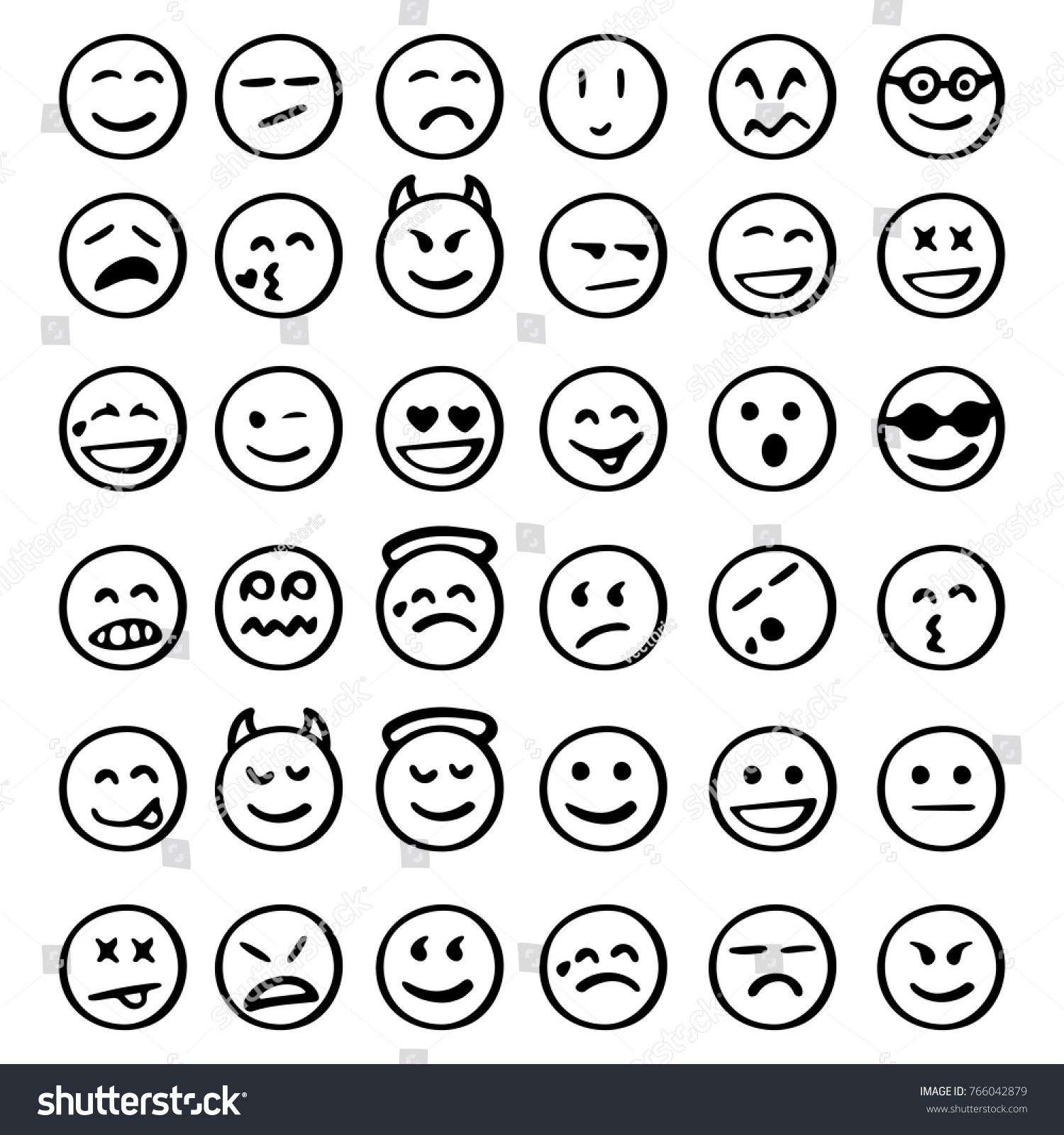 Set Emoticons Set Emoji Smile Icons Stock Vector (Royalty Free ...