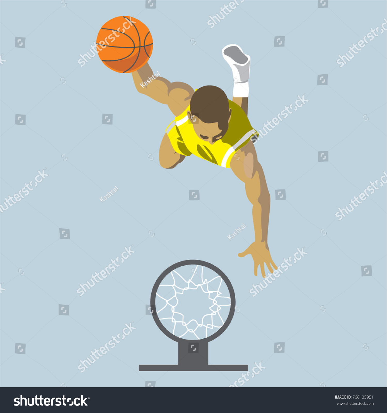 Basketball Player Throwing Ball Into Basket Stock Vector (Royalty Free