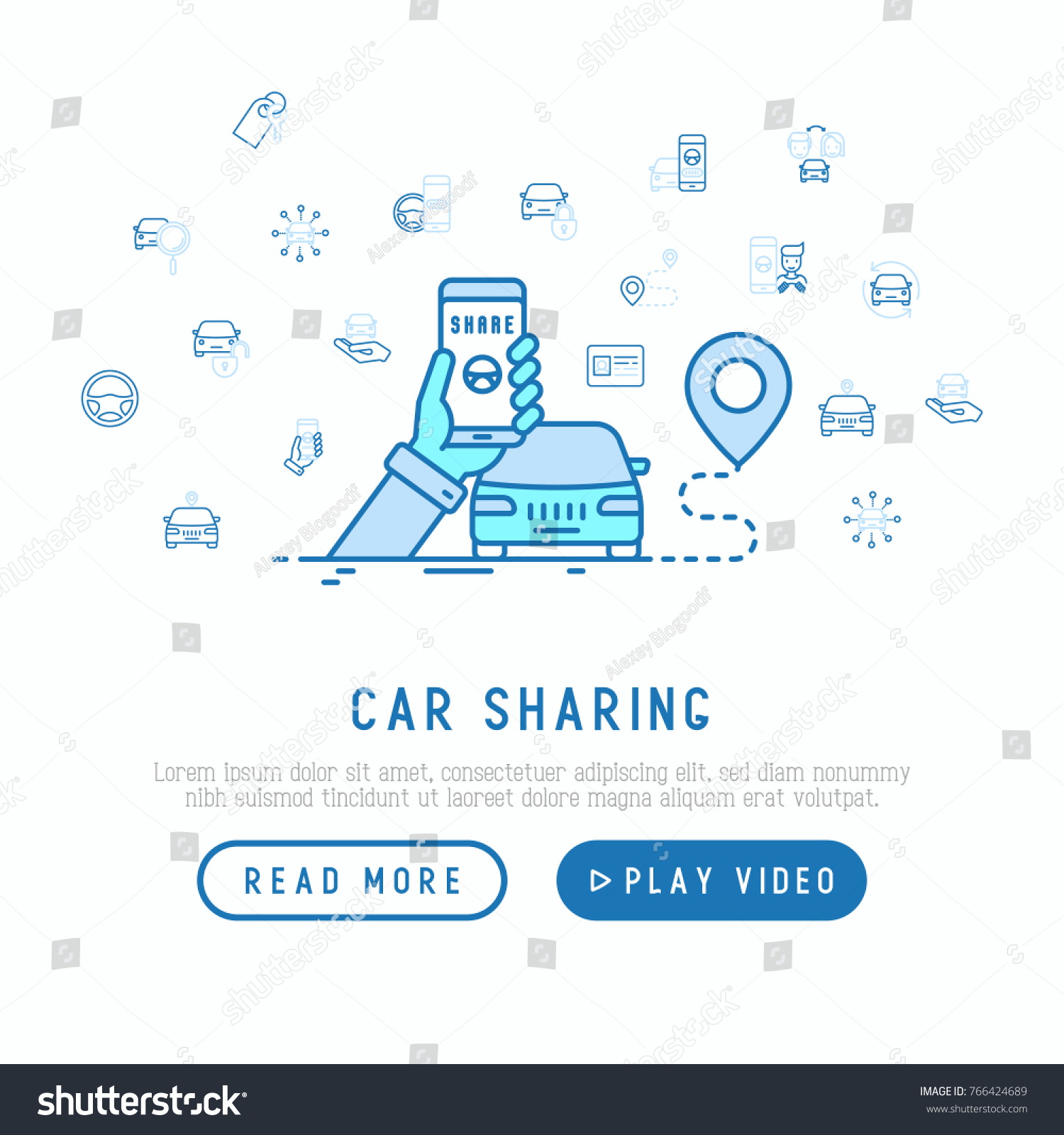 자동차 공유 개념:얇은 선 아이콘으로 모바일 스톡 벡터(로열티 프리) 766424689 | Shutterstock