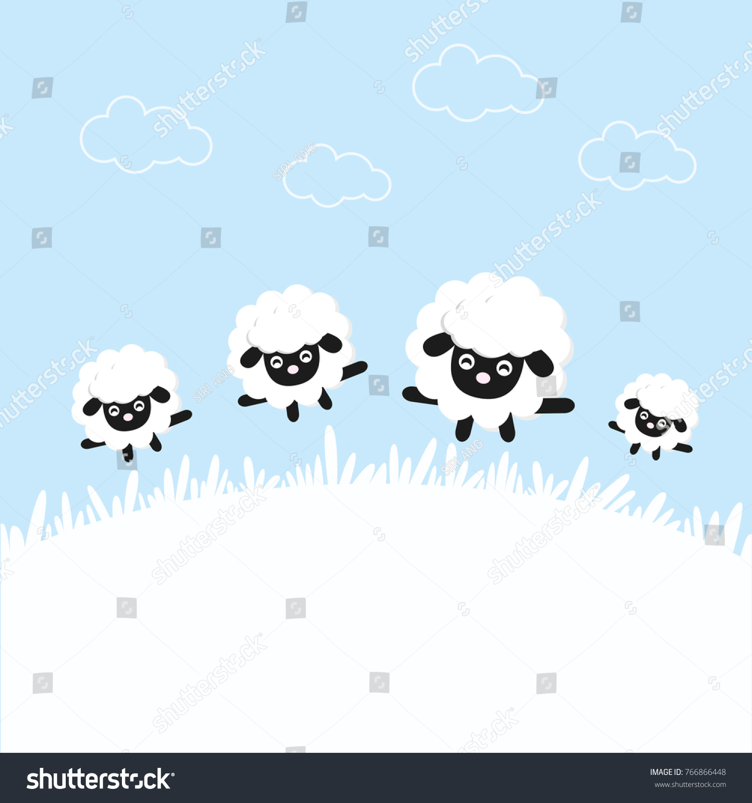 Sheep Cartoon Character Jumping Vector Illustration Stock Vector ...