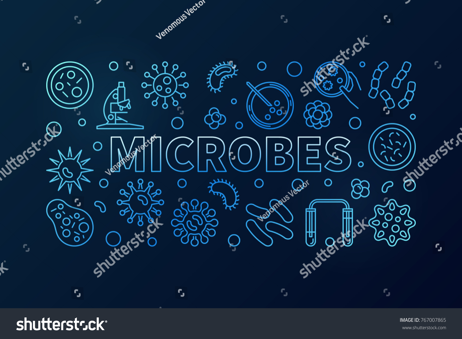 Microbes Blue Horizontal Illustration Vector Concept Stock Vector ...