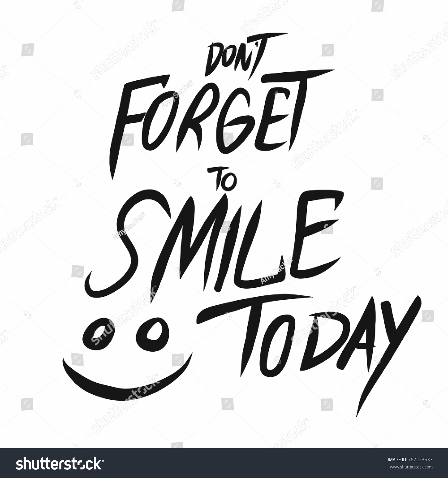 Dont Forget Smile Today Word Lettering Stock Vector (Royalty Free ...