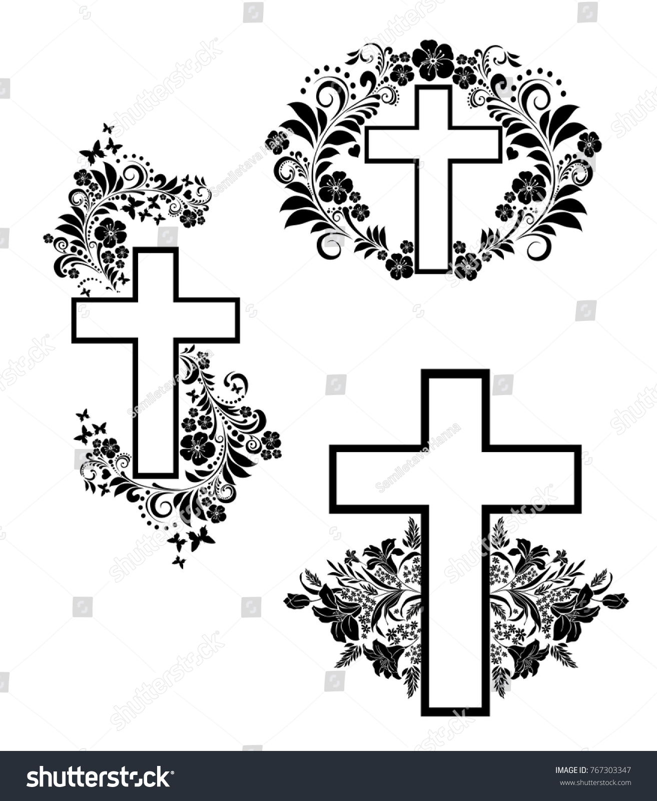 Cross Icons Set Obituary Notice Art Stock Illustration 767303347 Shutterstock