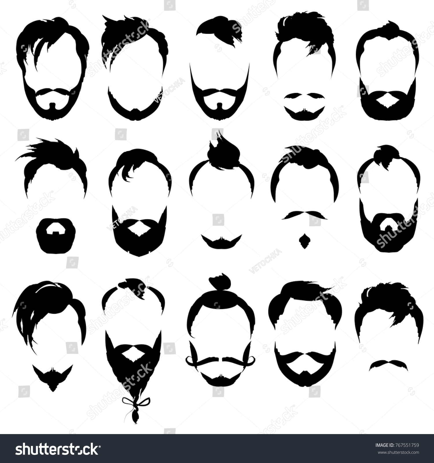 Set Black Silhouette Mens Faces Different Stock Vector Royalty Free 767551759 Shutterstock 4703