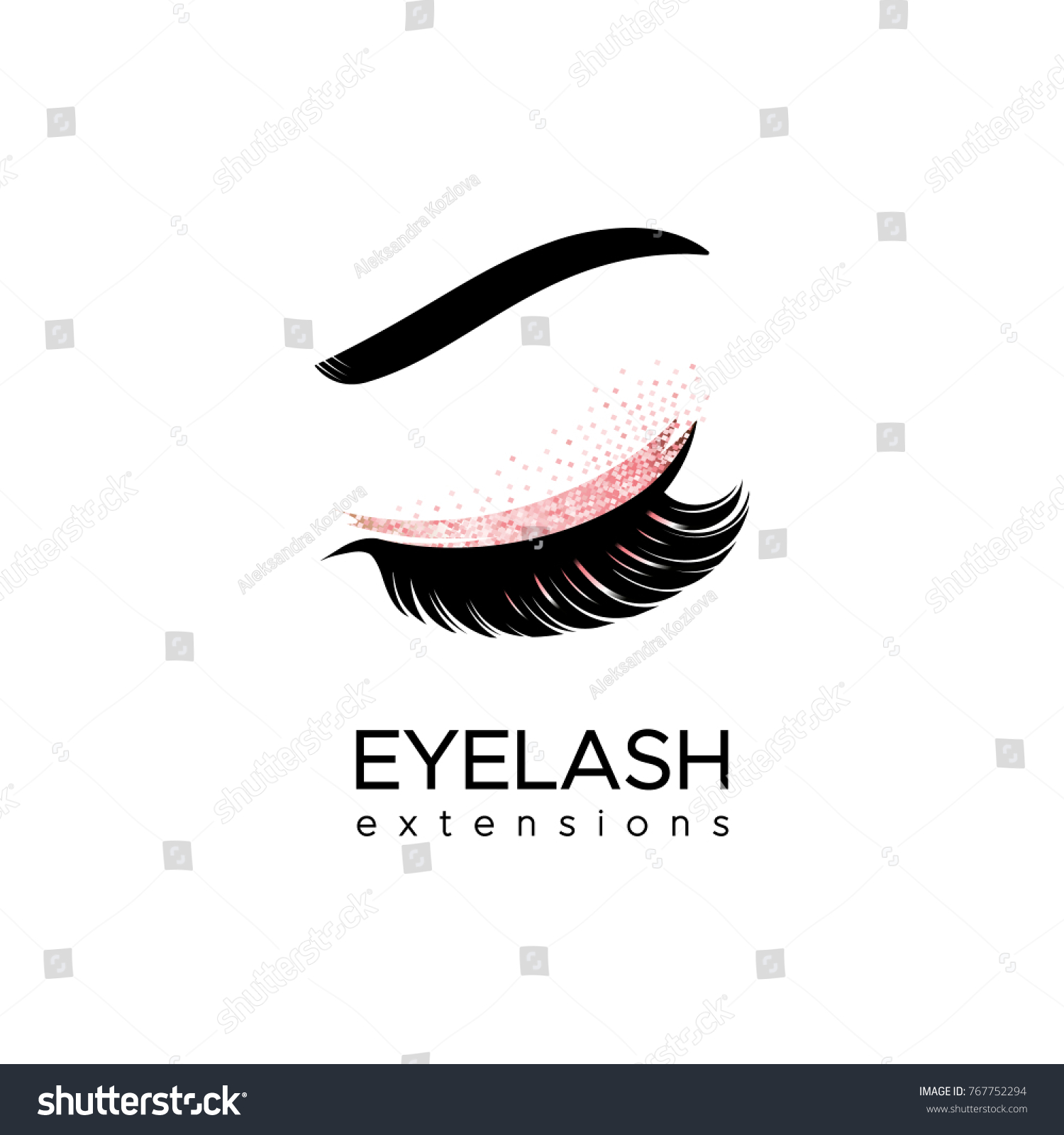 Eyelash Extension Logo Makeup Pink Glitter Stock Vector (royalty Free 