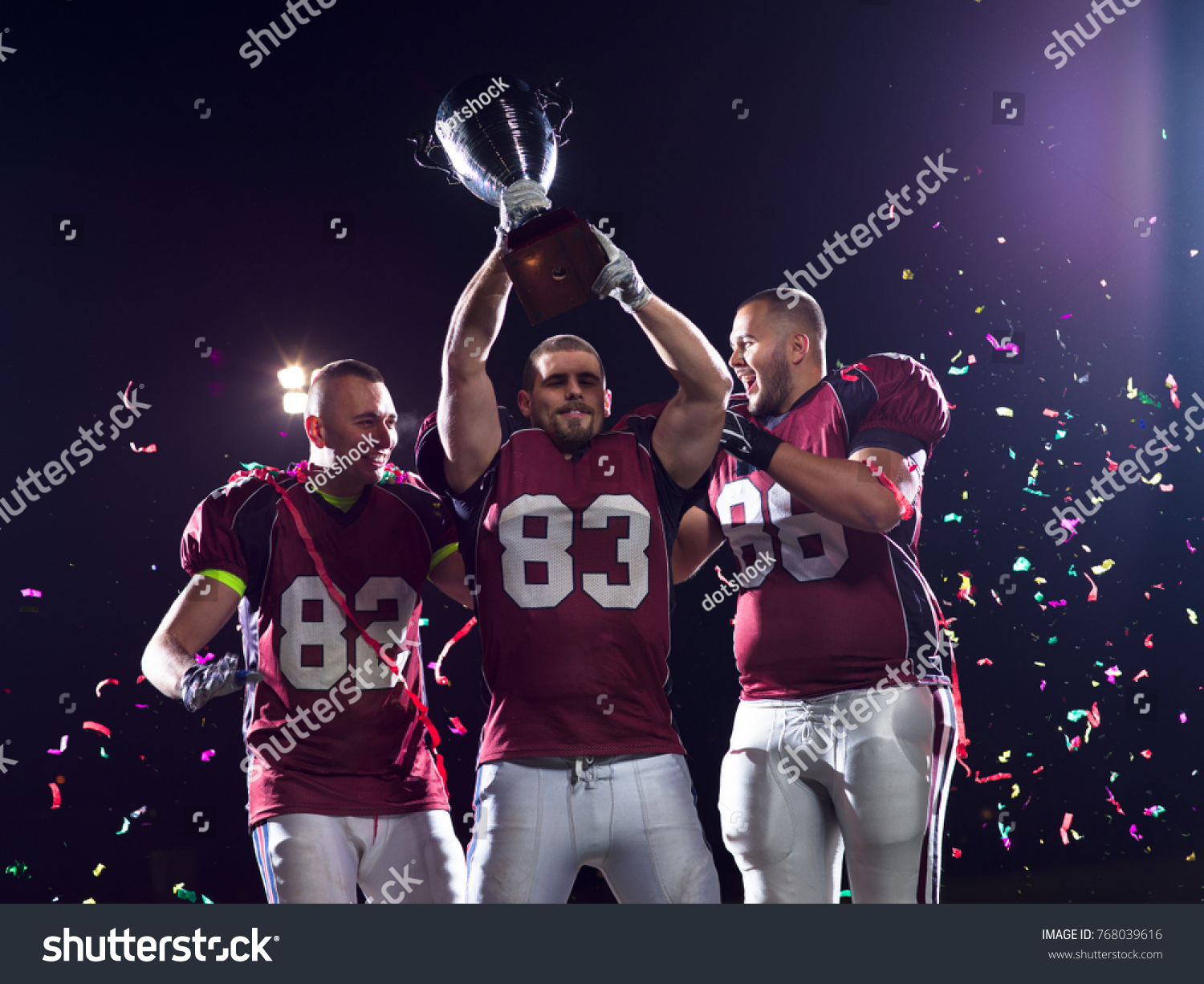 Happy American Football Team Celebrating Victory Stock Photo 768039616 ...