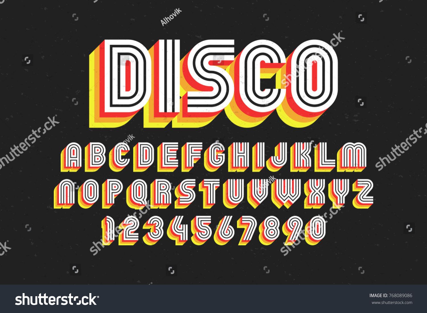 80s Retro Font Disco Style Alphabet Stock Vector (Royalty Free ...