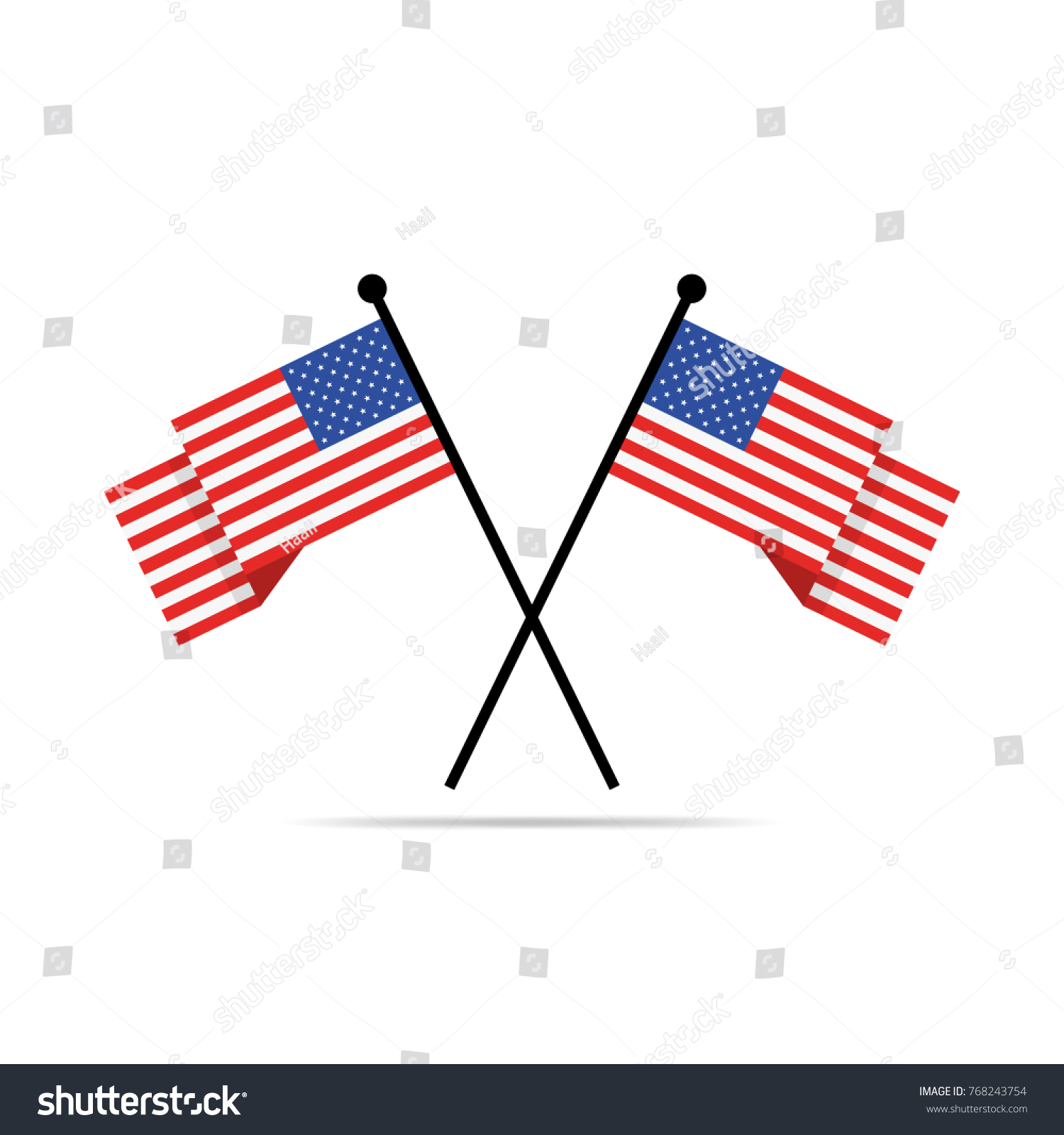 Two Crossed American Flags Vector Illustration Stock Vector (Royalty ...