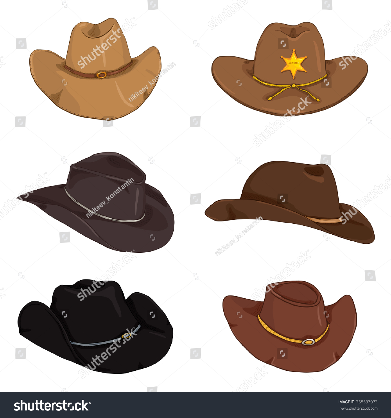 Vector Set Different Cartoon Color Cowboy Stock Vector (Royalty Free ...