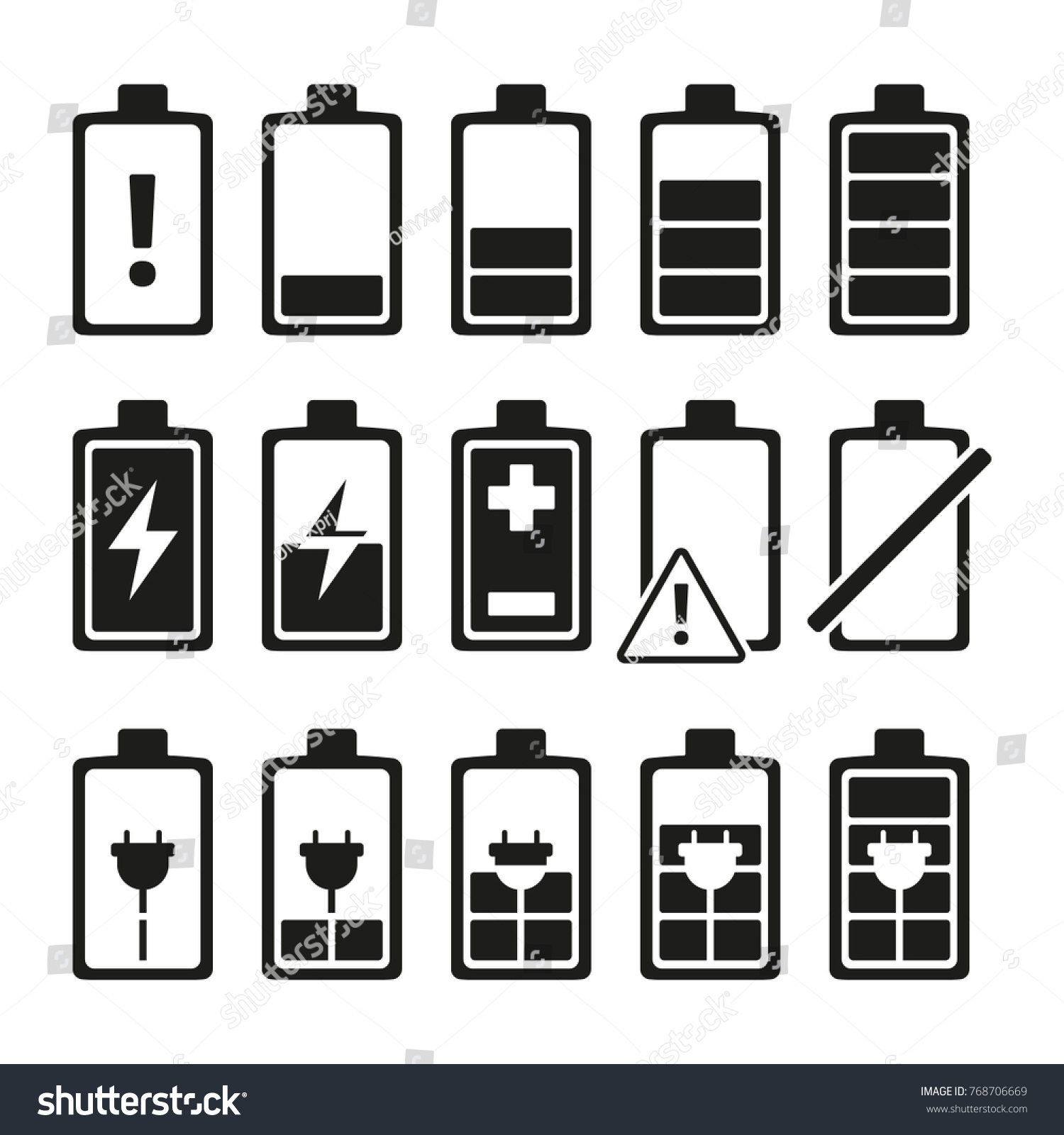 Monochrome Pictures Smartphone Battery Different Levels Stock Vector ...