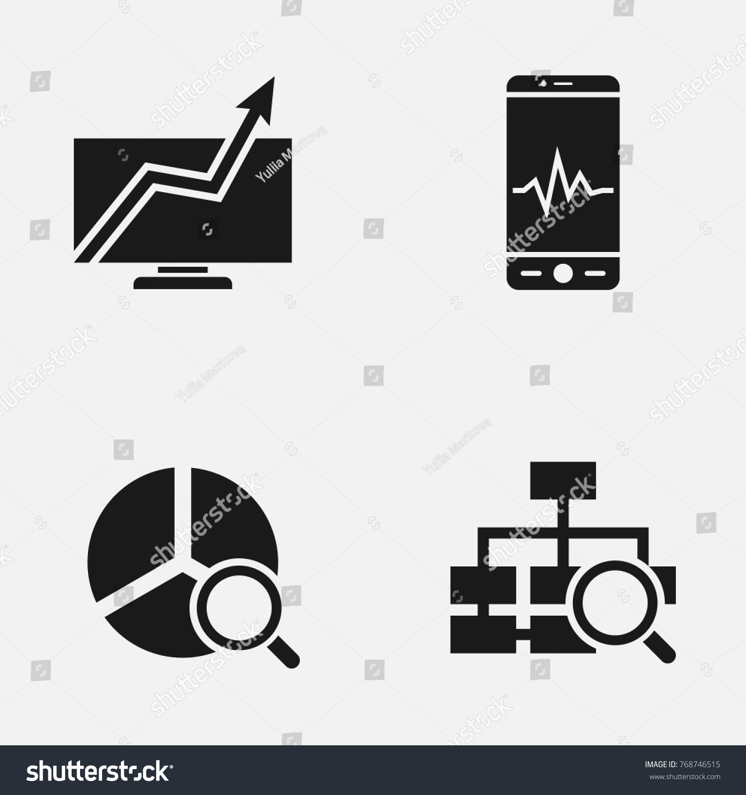 Set Data Analysis Vector Icons Stock Vector Royalty Free 768746515 Shutterstock