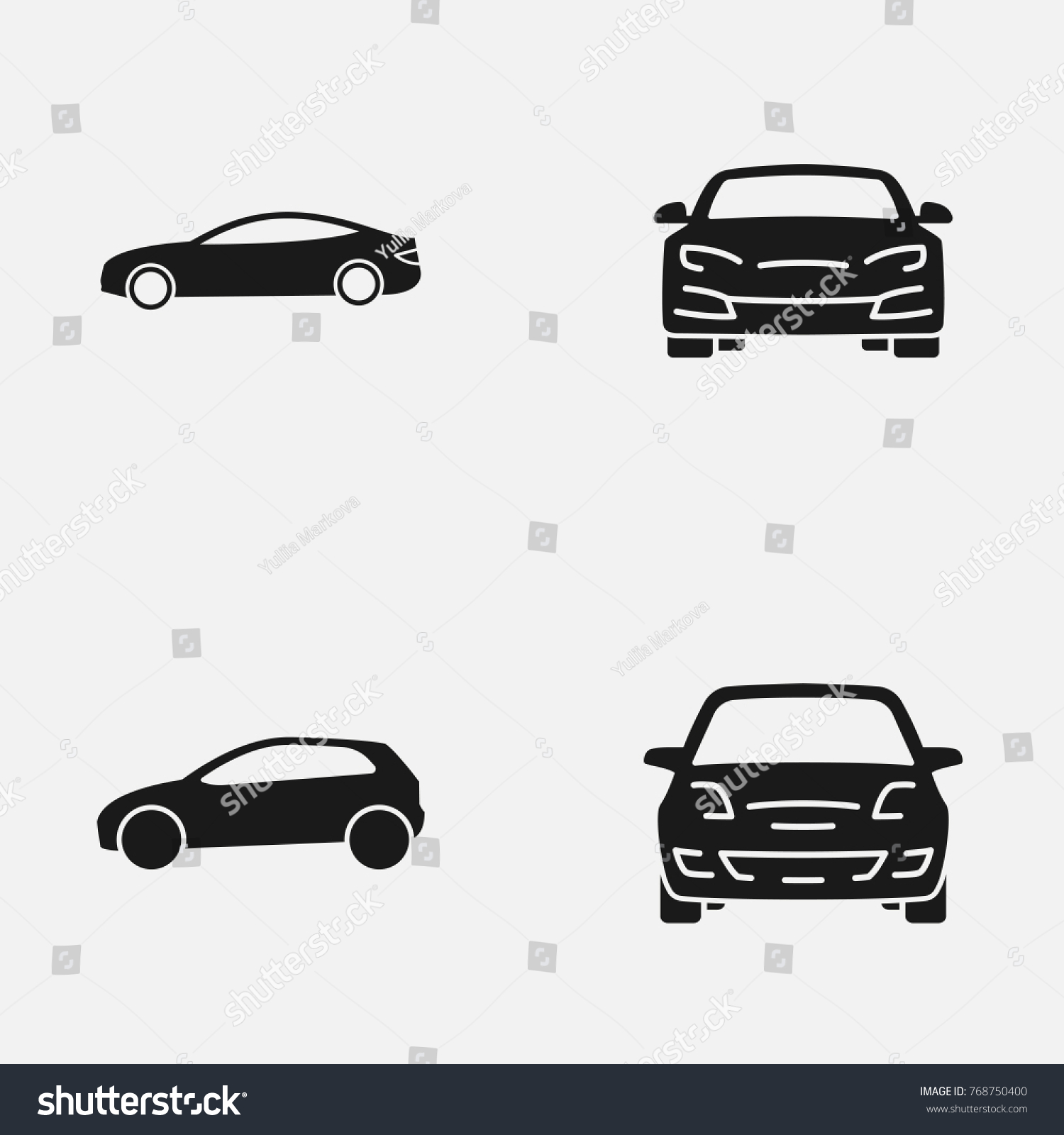 Set Various Cars Front Side View Stock Vector (Royalty Free) 768750400 ...