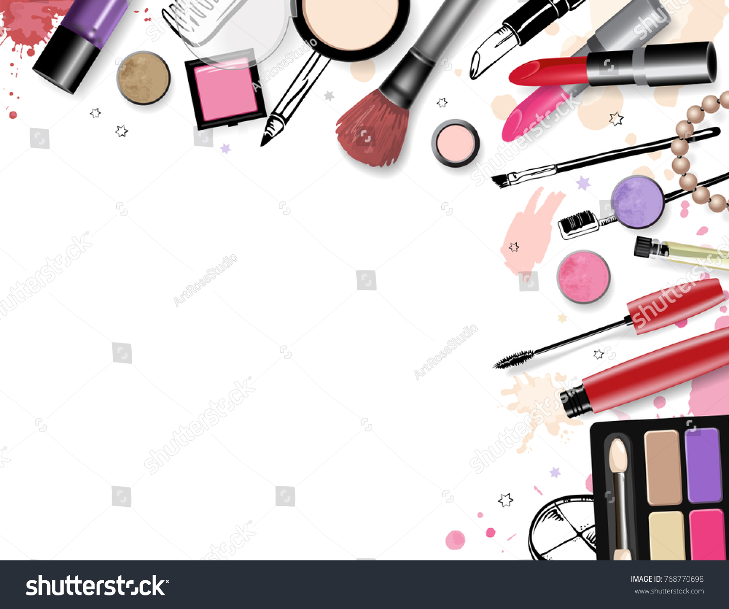 Cosmetics Set Hand Drawn Style Vector Stock Vector (Royalty Free ...