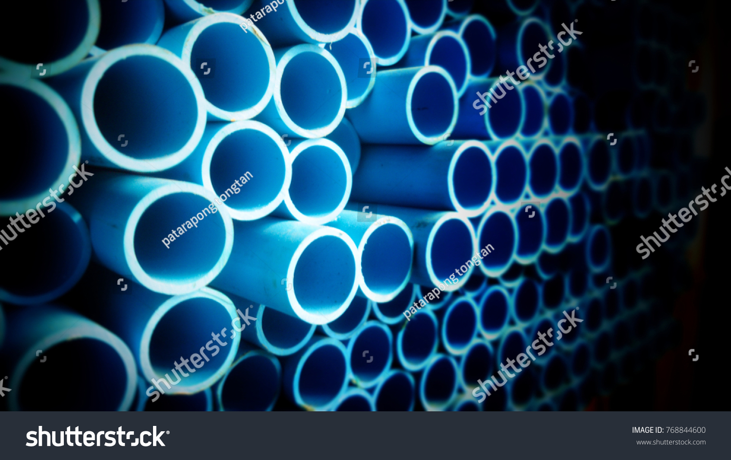 Blue Pvc Pipes Stacked Warehouse Stock Photo 768844600 Shutterstock