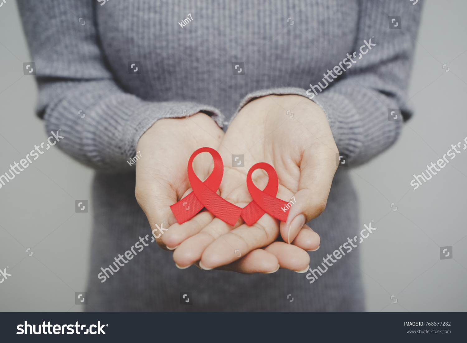 Red Aids Ribbon Hand Stock Photo 510270514 | Shutterstock
