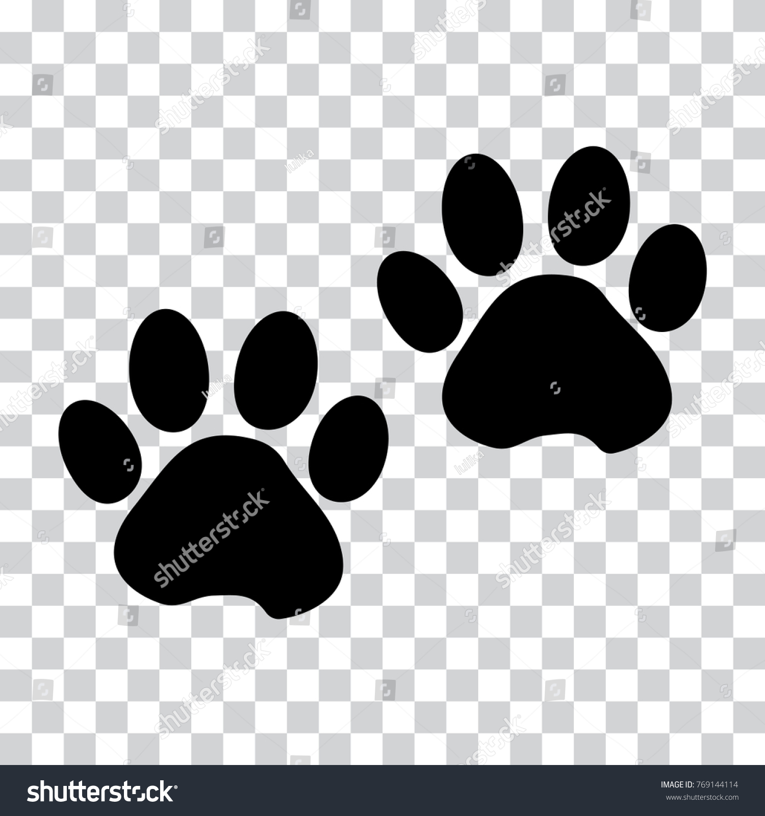 Black Silhouette Animal Paw Track Isolated Stock Vector (Royalty Free ...