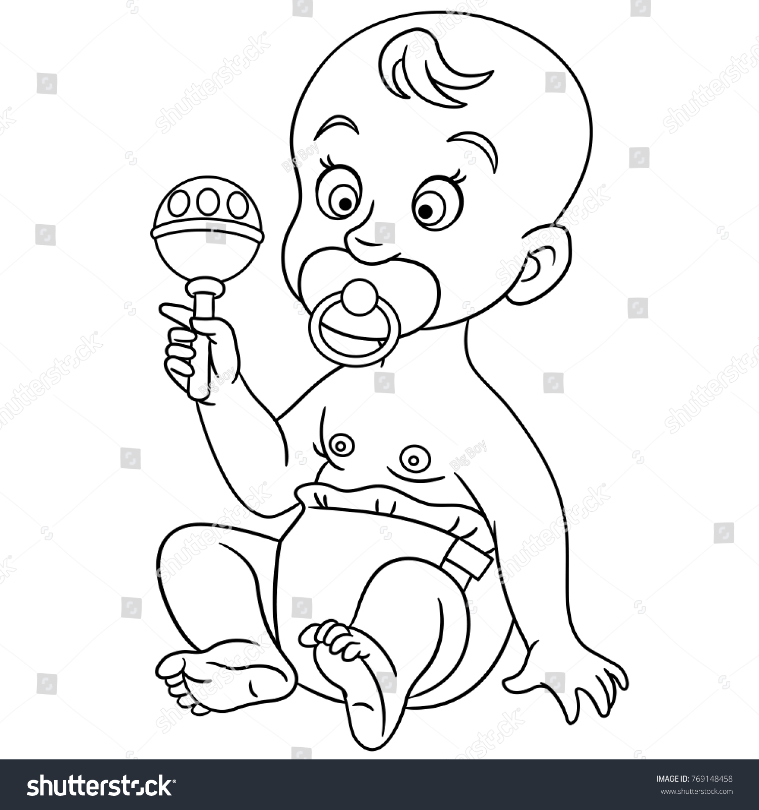 Раскраска младенец в подгузниках
