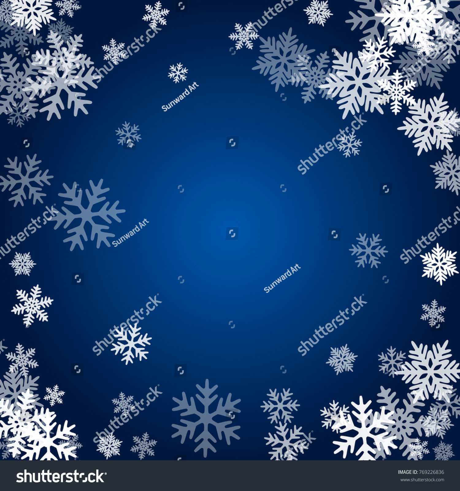 Winter Card Border Snow Flakes Falling Stock Illustration 769226836 ...