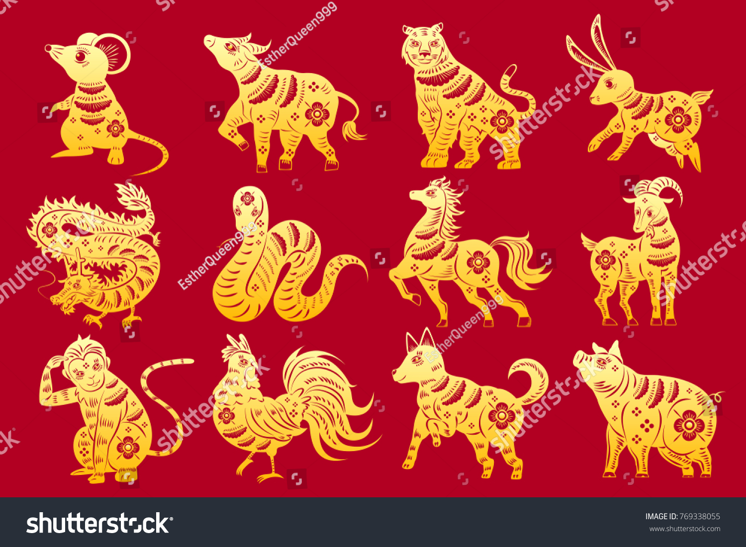 Cartoon Zodiac Silhouette On Red Background Stock Vector (Royalty Free ...