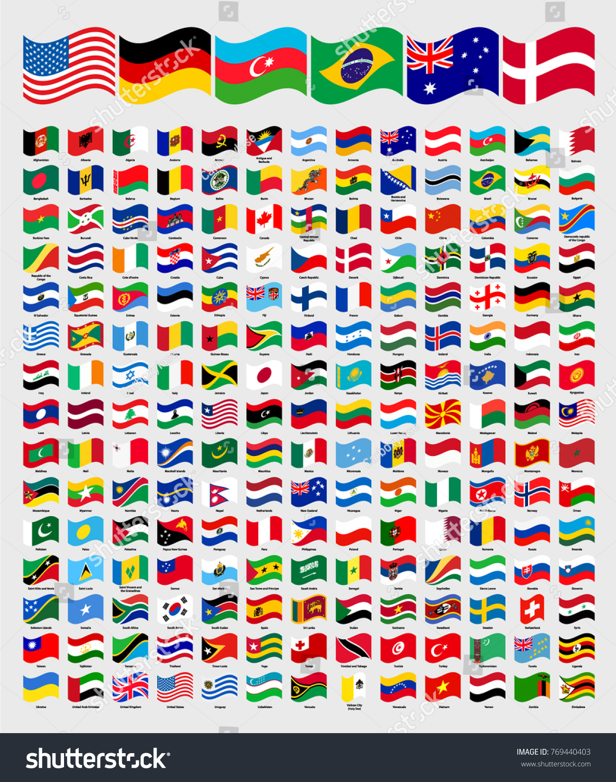 All Waved Around World Flags Names Stock Vector (Royalty Free ...