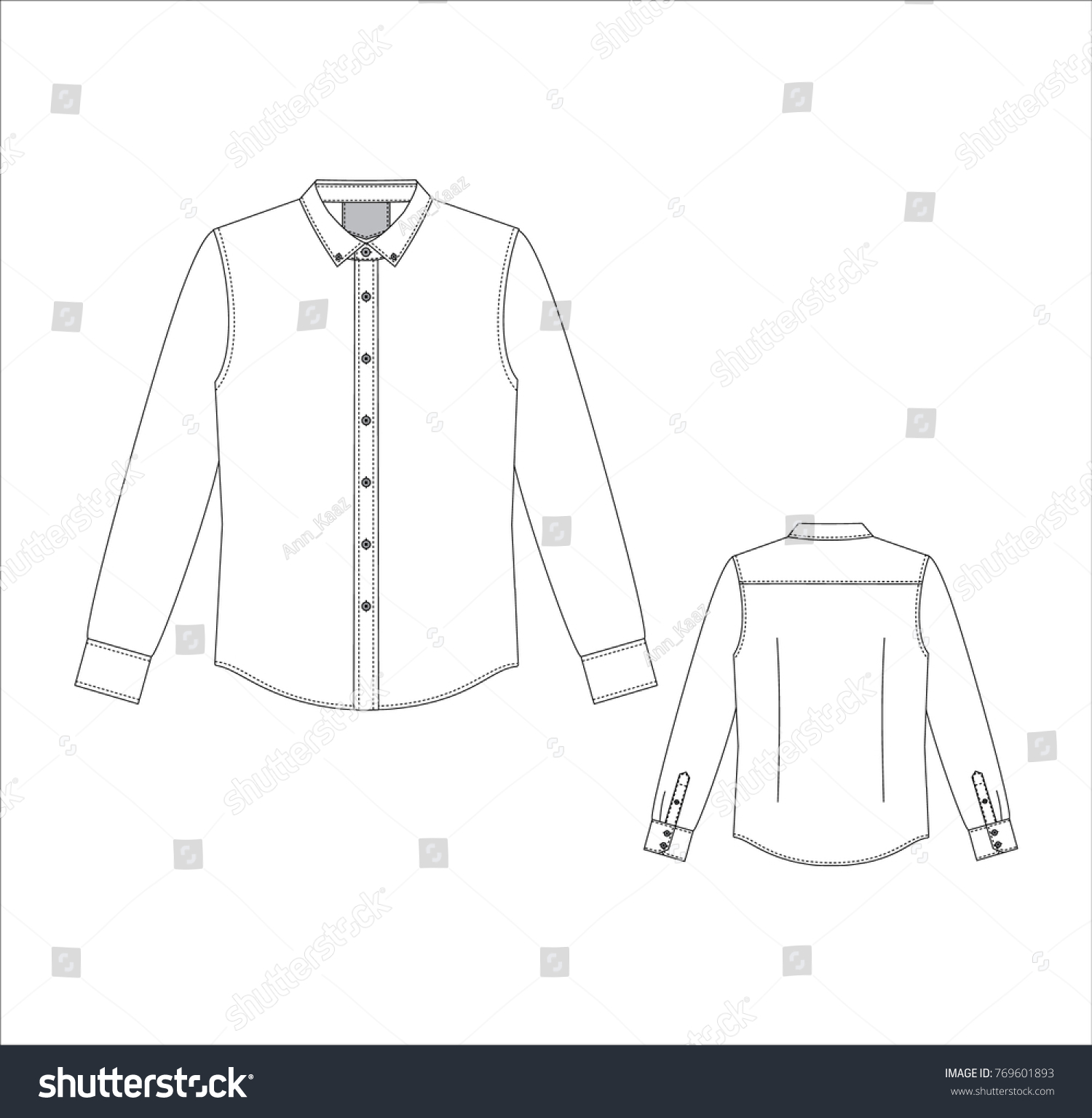 Vector Illustration Mens Shirt Front Back Stock Vector (Royalty Free ...