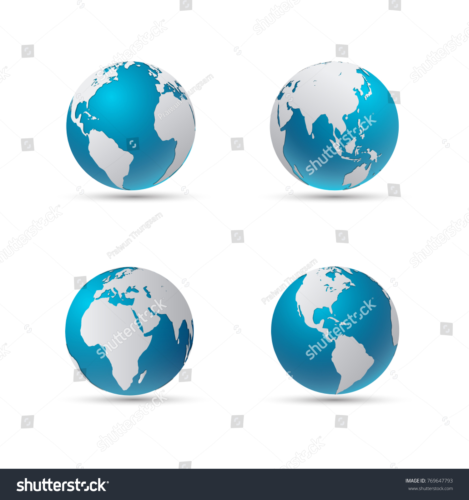 Vector Illustration Four Globe Icons Smooth Stock Vector (Royalty Free ...